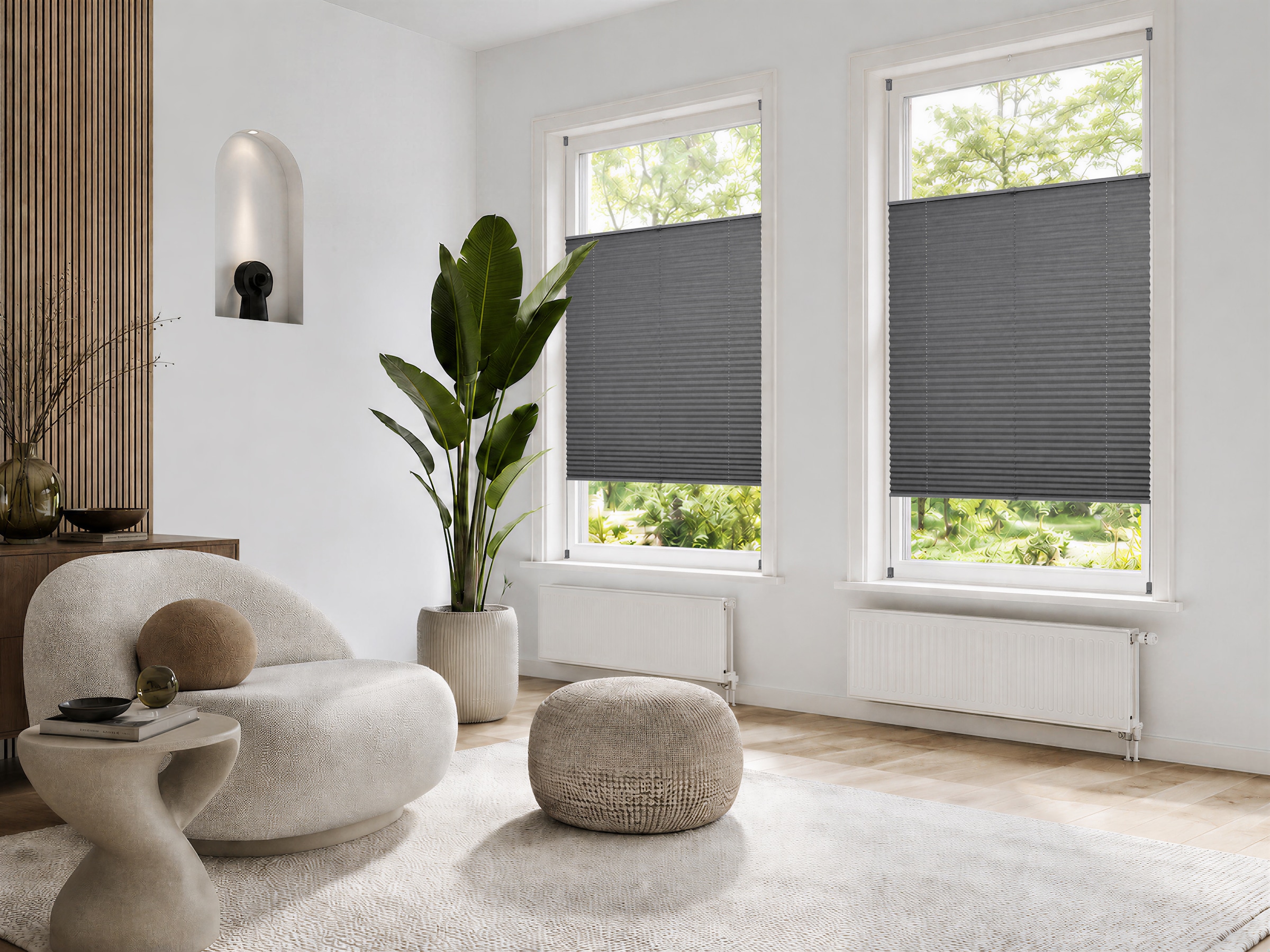 OTTO home Plissee »DAHRA UNI - in Crush-Optik« Lichtschutz ohne Bohren verspannt Fixmaß, Klemmträger in Unifarben passend zum Plissee -NEUHEIT!