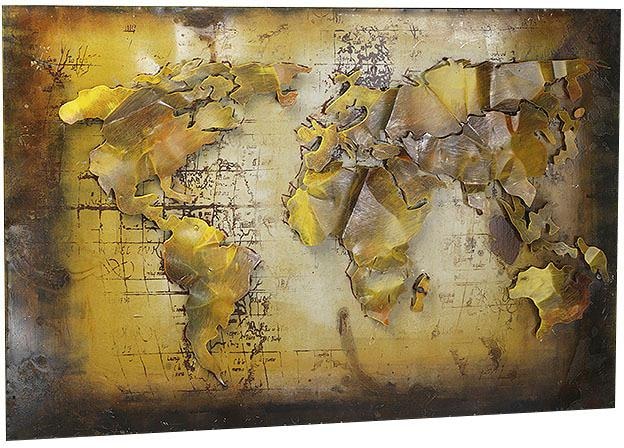 locker Metallbild »3D WELTKARTE«, Weltkarte auf kaufen Rechnung