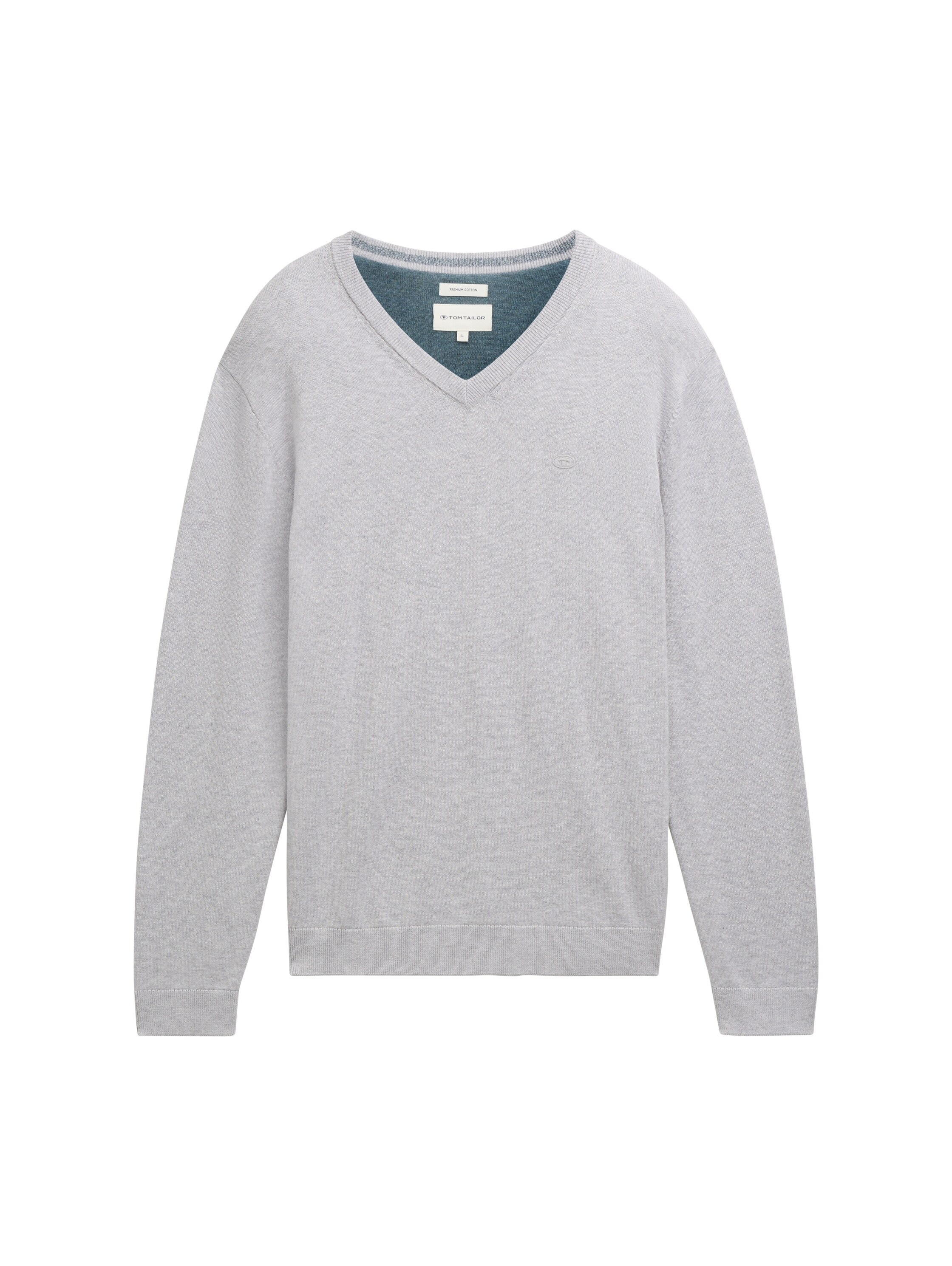 TOM TAILOR V-Ausschnitt-Pullover, mit kleiner Logo-Stickerei