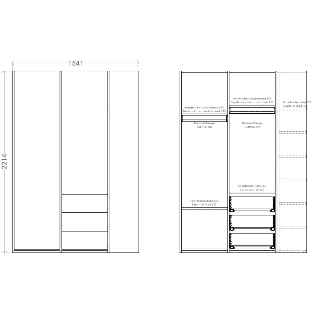 Müller SMALL LIVING Kleiderschrank »Modular Plus Variante 2«, inklusive 3 kleinen Schubladen im rechten Schrankteil