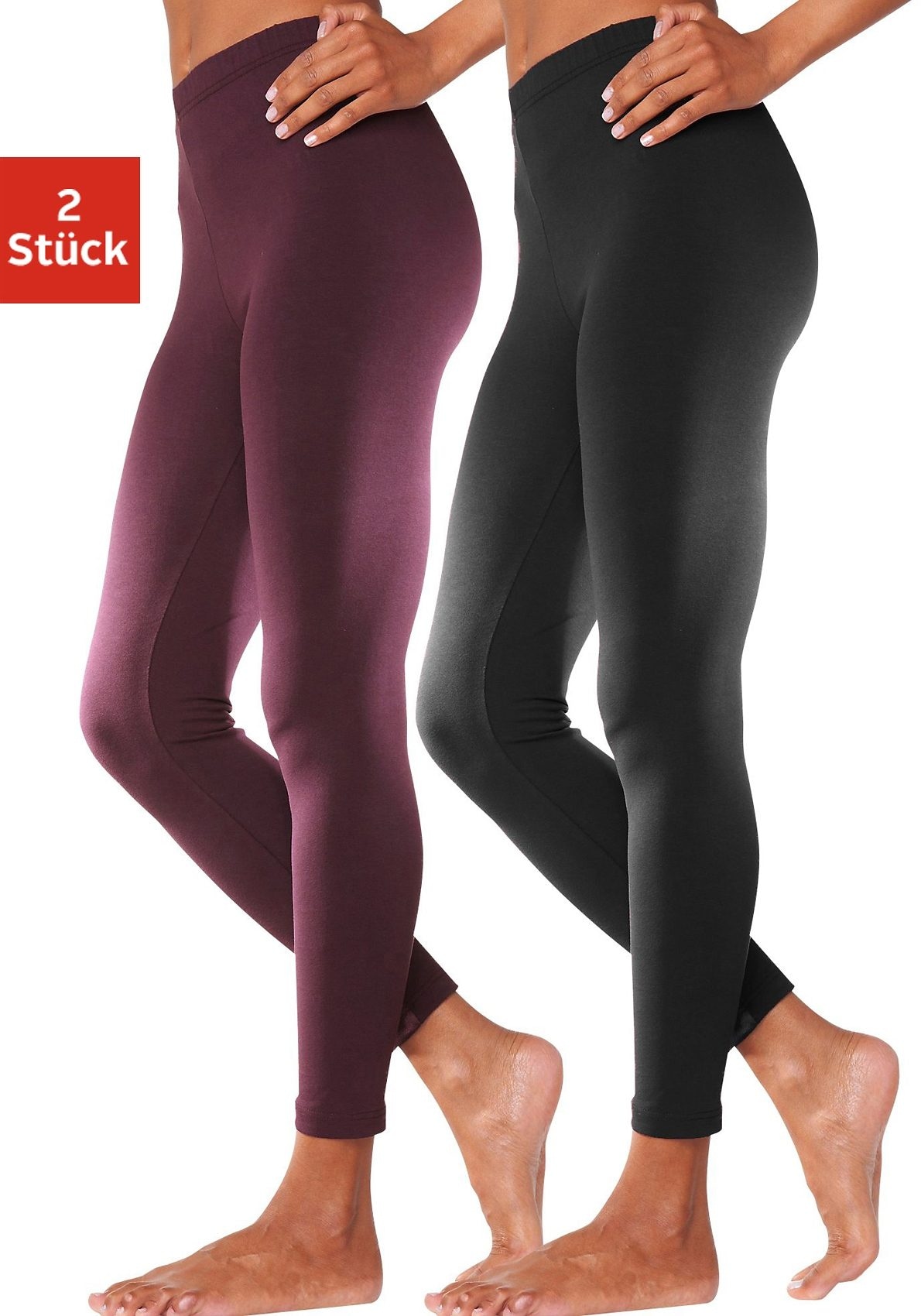 Vivance active Leggings, (2er-Pack), mit Gummibund, Loungewear