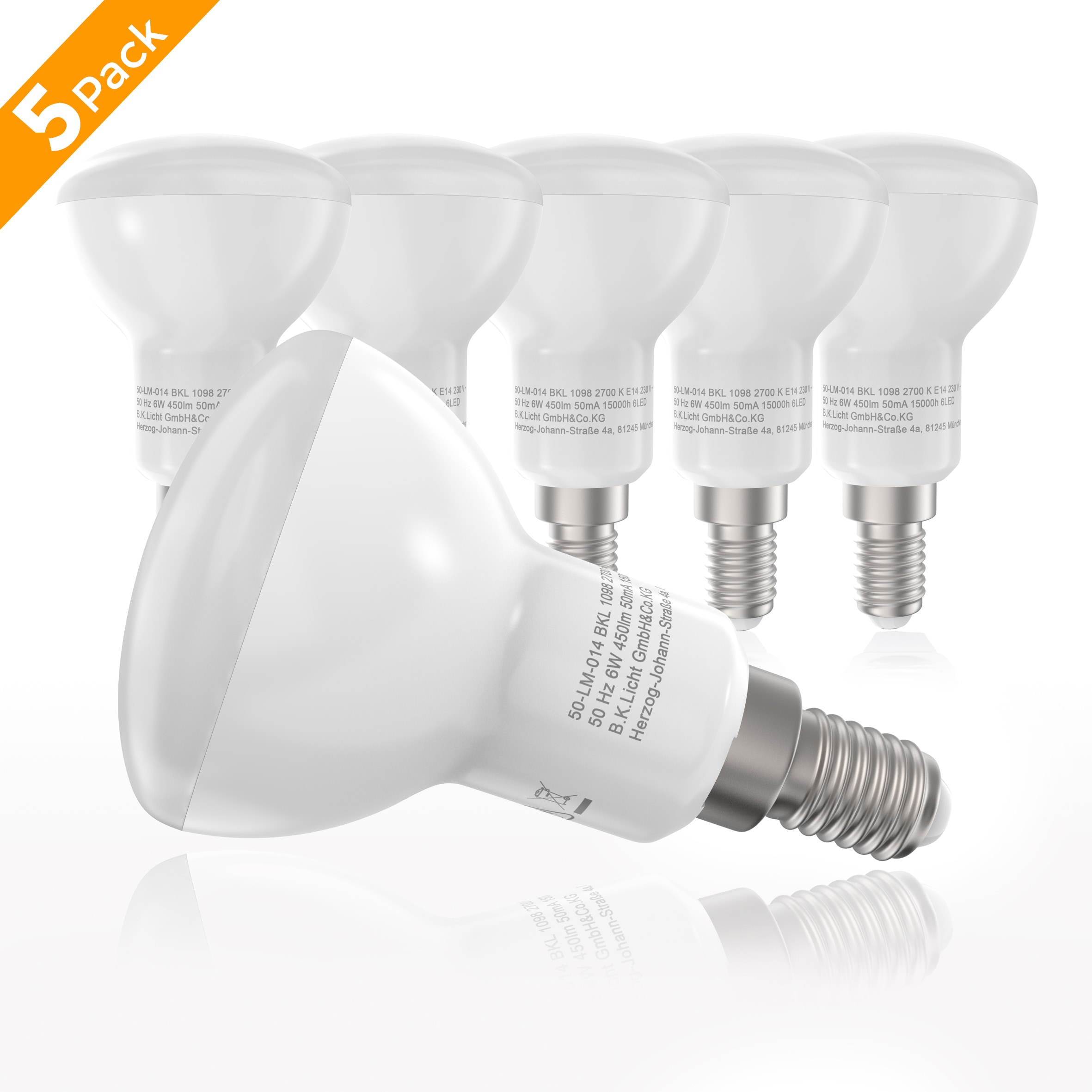 B.K.Licht LED-Leuchtmittel, E14, 5 St., Rechnung LED-Lampe Energiesparlampe 450 Kelvin Warmweiß, auf Watt 6 Glühbirne kaufen Lumen 2.700