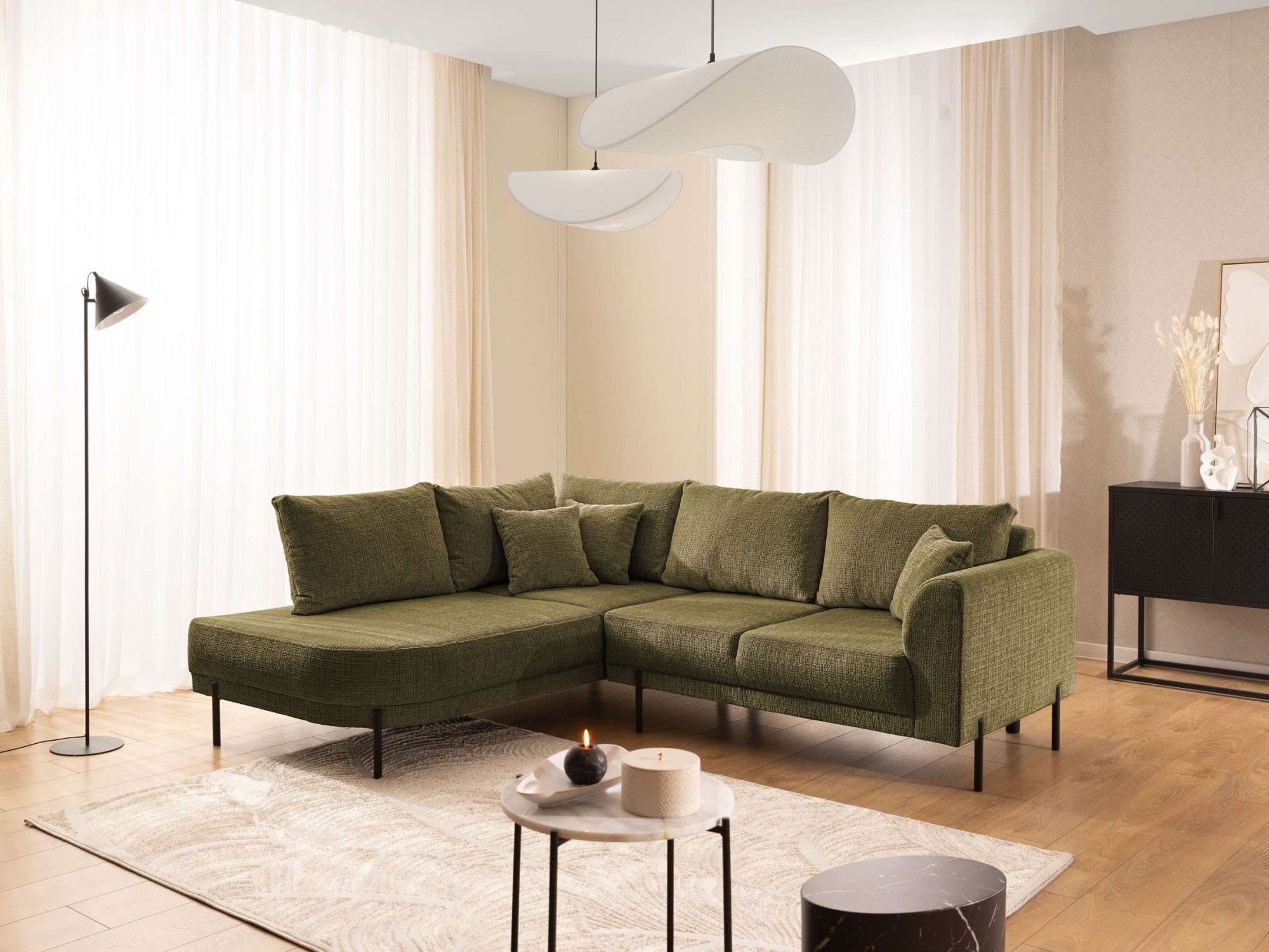 Home affaire Ecksofa »NELLIA L-Form mit Ottomane rechts oder links bestellbar, Breite 231 cm« enthält 5 Rückenkissen, angenehmen Sitzkomfort, belastbar bis 480kg