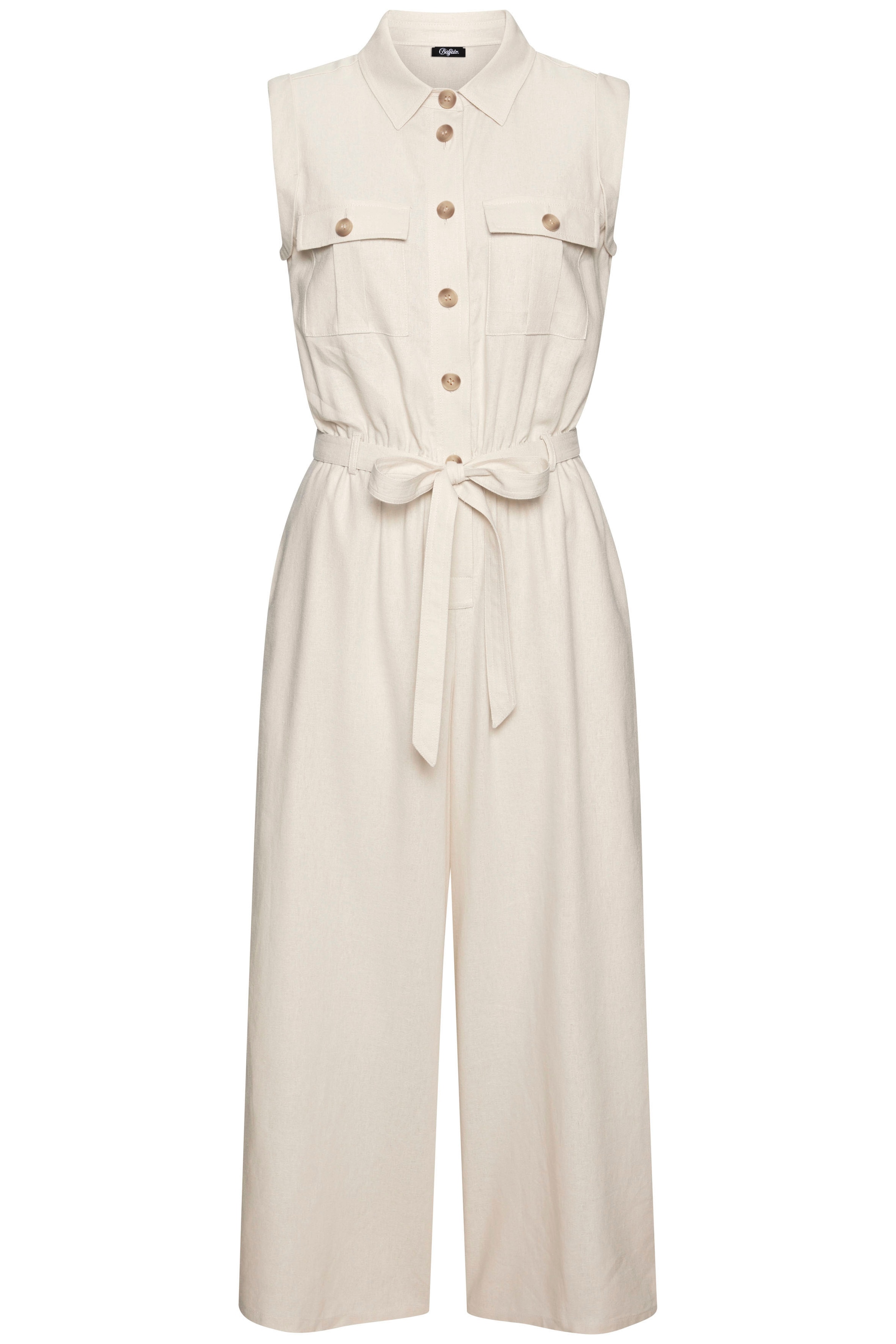 Buffalo Overall, (mit Bindegürtel), aus Leinenmix, sommerlicher Jumpsuit mit Taschen