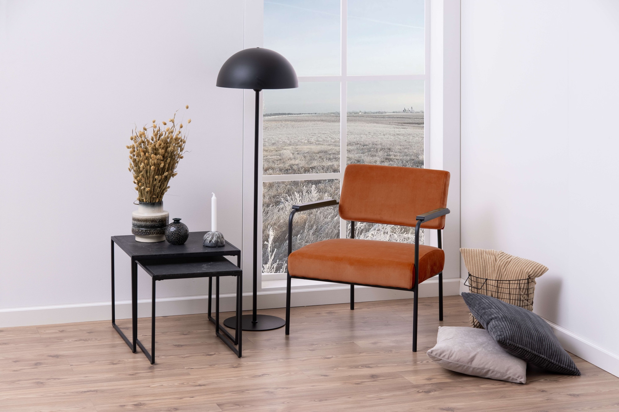 ACTONA GROUP Beistelltisch »Infinity« Set, 3 Stück,  Satz mit Tischen, Schlittenbeine aus schwarzem Metall, (Set, 2 st)