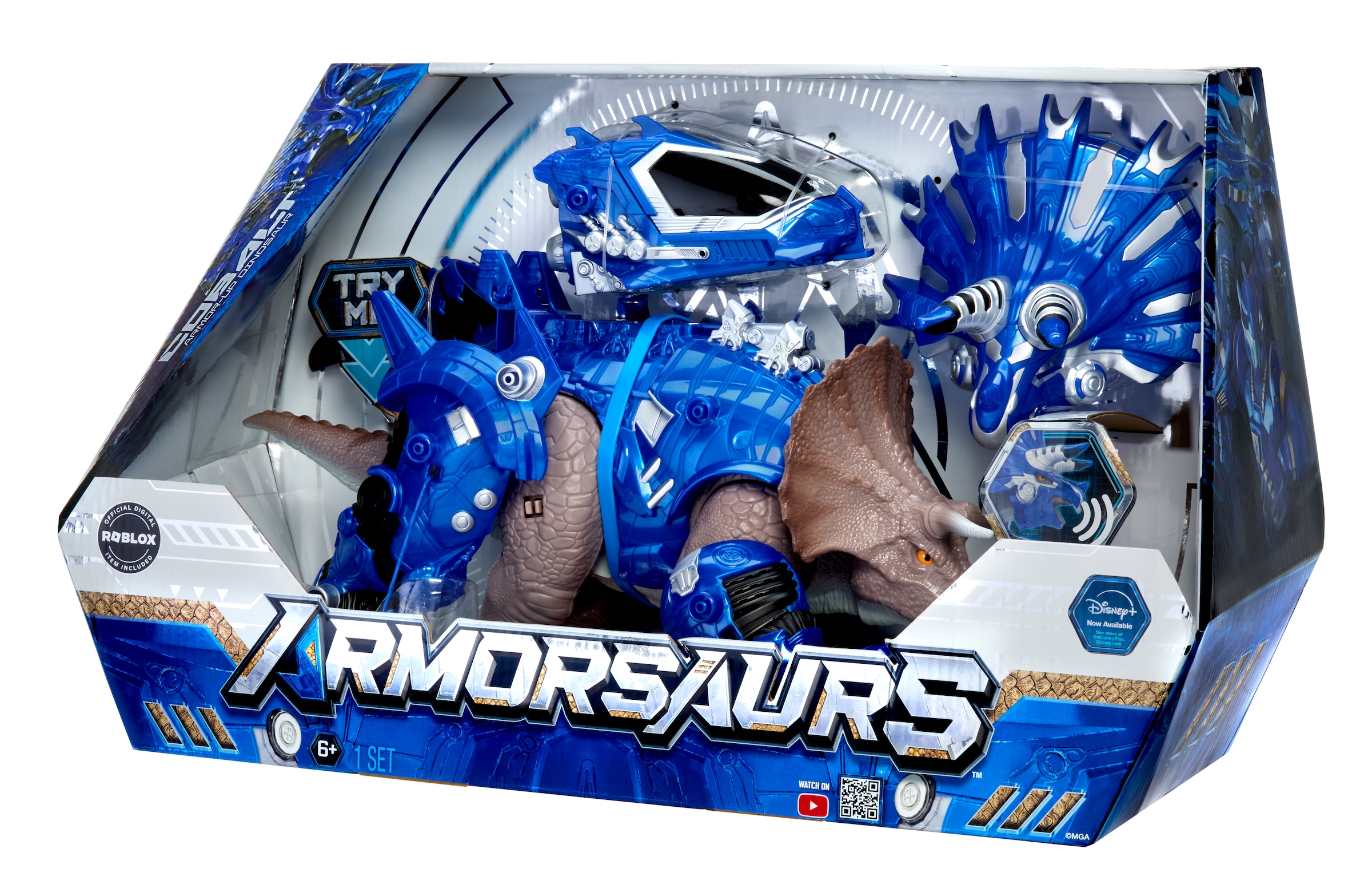 MGA ENTERTAINMENT Actionfigur »Armosaurs Armor-Up Dinosaur- Triceratops - Cobalt« mit Soundeffekt