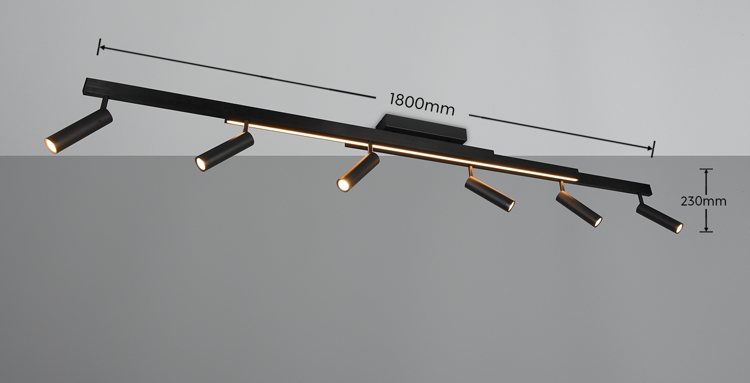 TRIO Leuchten LED Deckenleuchte »ZENO ausziehbare LED Deckenlampe mit 6 verstellbaren Spots dimmbar CCT« LED-Board 1 Stk. warmweiß - kaltweiß getrennt schaltbare Spots, Lichtfarbe einstellbar inkl Fernbedienung