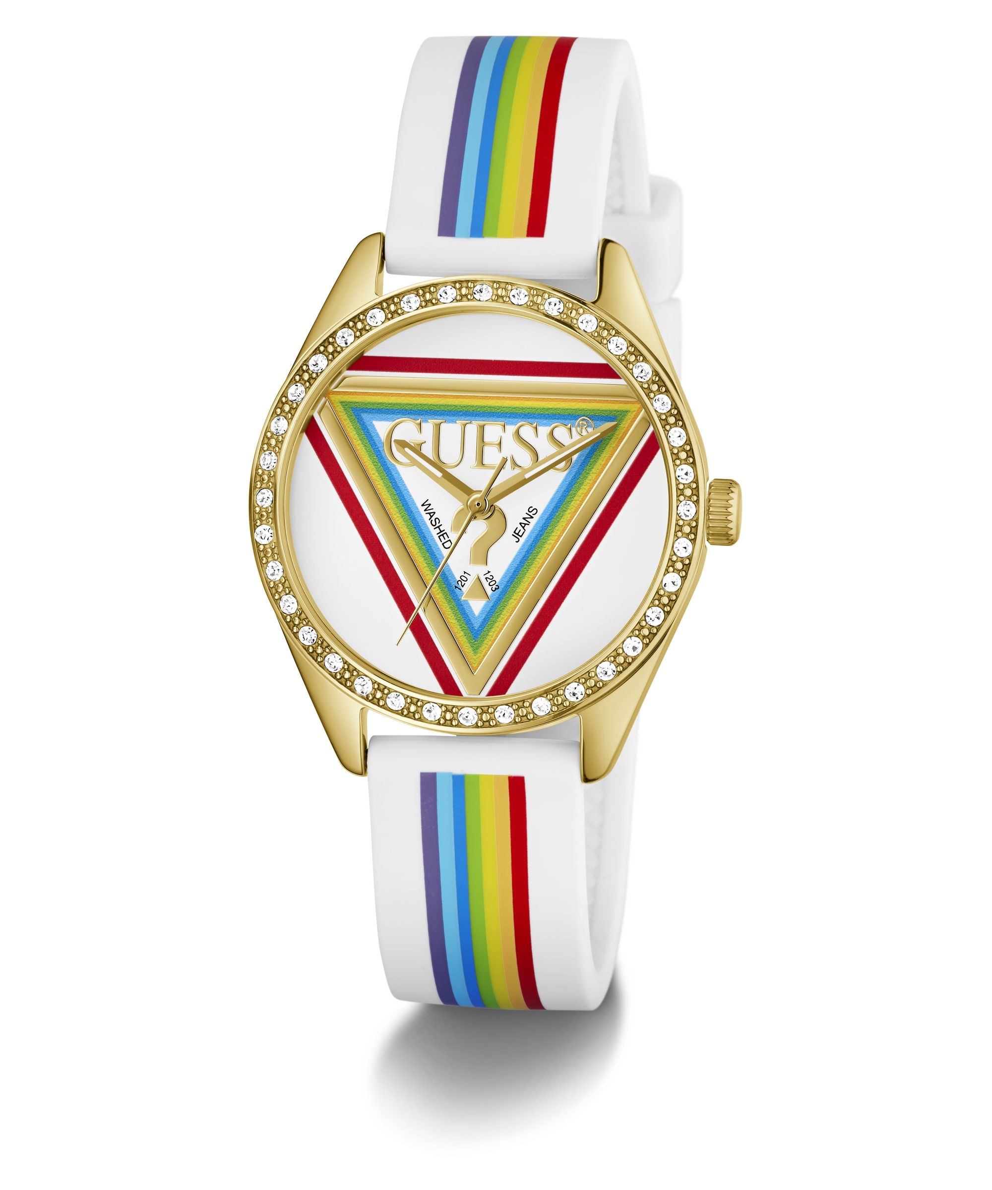 Guess Quarzuhr »JOY« Armbanduhr, Damenuhr, Silikonarmband, analog