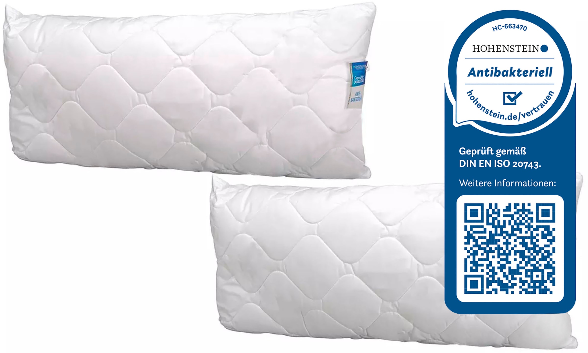 Jekatex Microfaserkissen "Antibac" Füllung: 100% Polyesterkugeln (antibakteriell) 1 oder 2-tlg., 2 Stk. tlg. Kopfkissen 40x80, 80x80 cm, im Einzel- oder Doppelpack