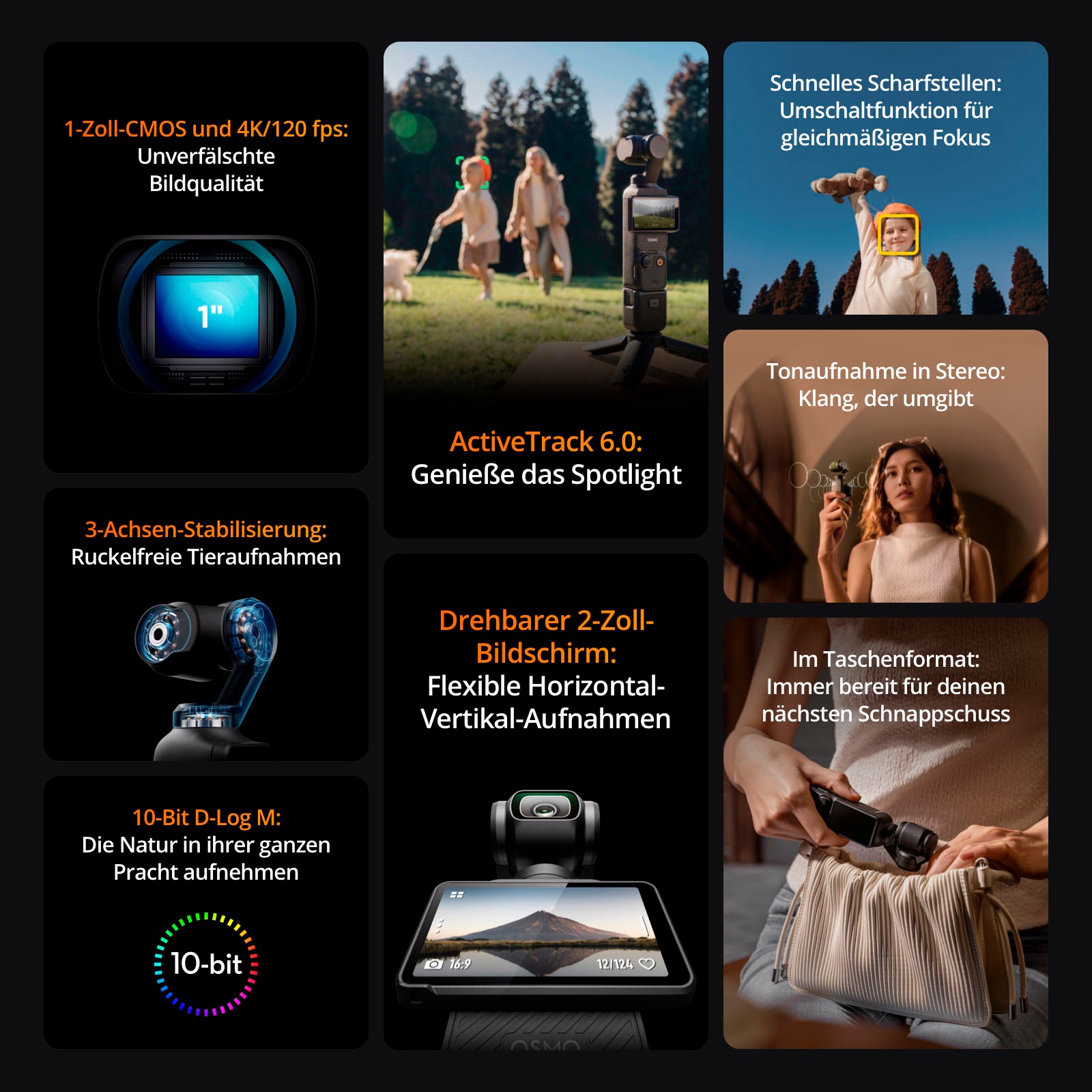 DJI Camcorder »Osmo Pocket 3 Kreativ Combo« 4K Ultra HD Bluetooth