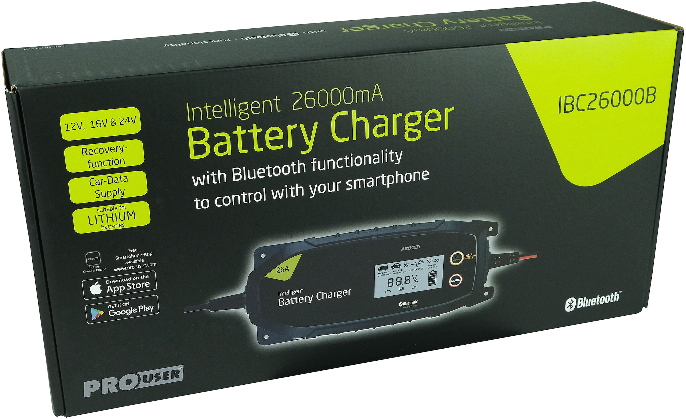 PROUSER Autobatterie-Ladegerät »Mikroprozessor Ladegerät 26A IBC26000B« 26.000
