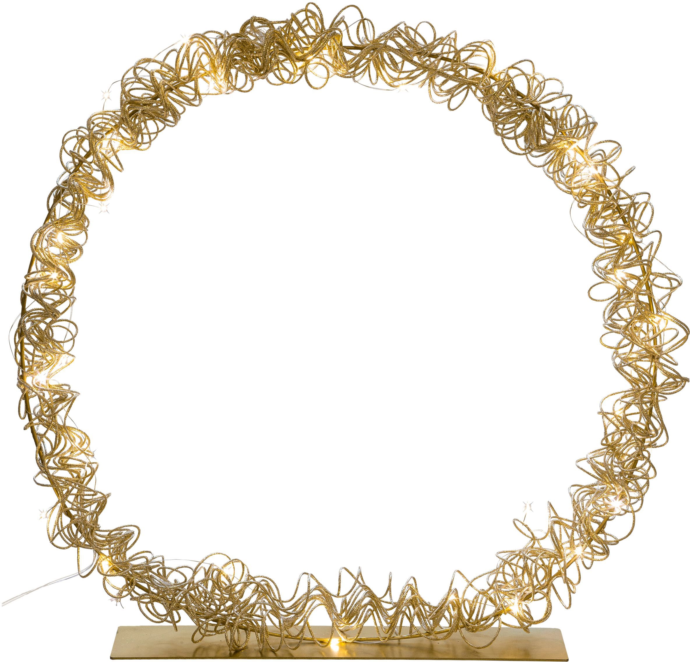 Creativ light Dekoobjekt »Metalldraht-Ring«, mit 35 LED's, Ø 45 cm, mit Timerfunktion