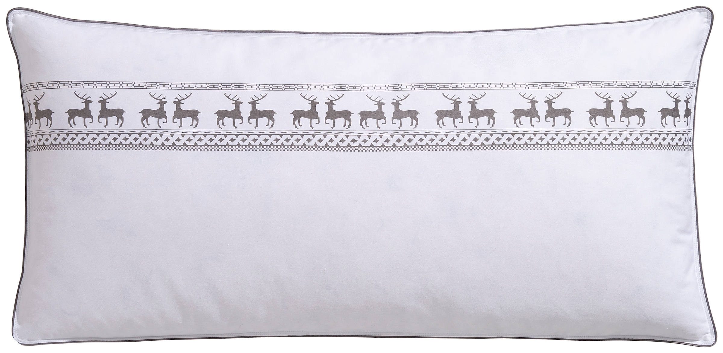 OTTO home Federkopfkissen "Forsakar, Kopfkissen 40x80 cm, 80xc80 cm" Füllung: 100% Federn Bezug: Baumwolle 1 Stk. tlg. Kissen mit skandinavischem Stil durch Elch-Aufdruck, Made in Germany