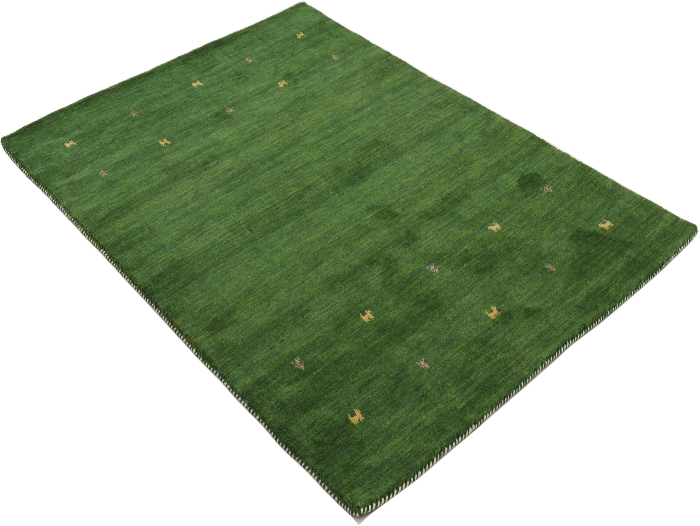 carpetfine Wollteppich »Gabbeh Uni, auch als Läufer erhältlich«, rechteckig, 15 mm Höhe, reine Wolle, handgewebt, Gabbeh Loom Tiermotiv, große Farbauswahl