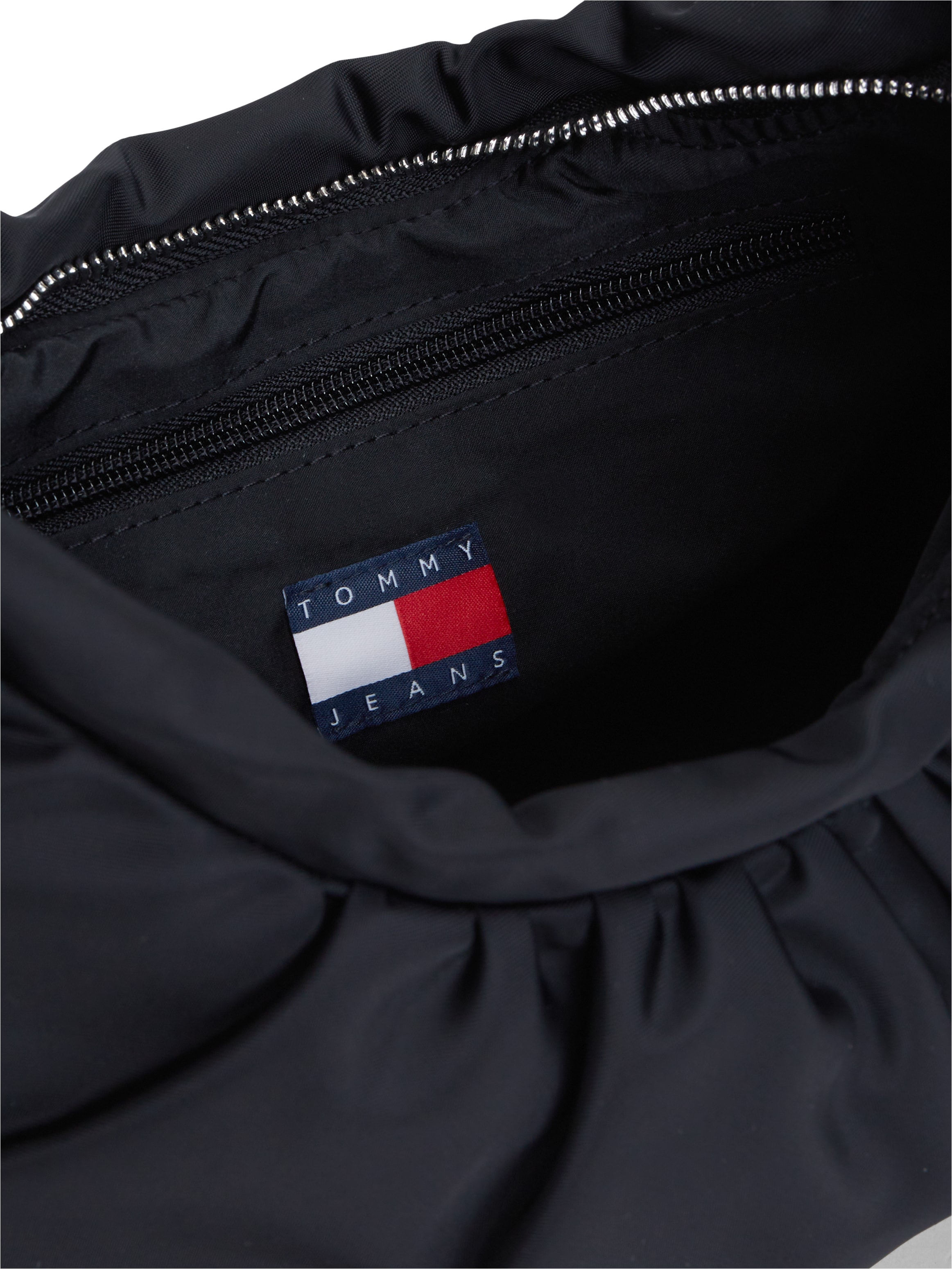Tommy Jeans Schultertasche »TJW ICON CHARMS SHOULDER BAG« Damen Handtasche, Umhängetasche mit modischen Raffungen