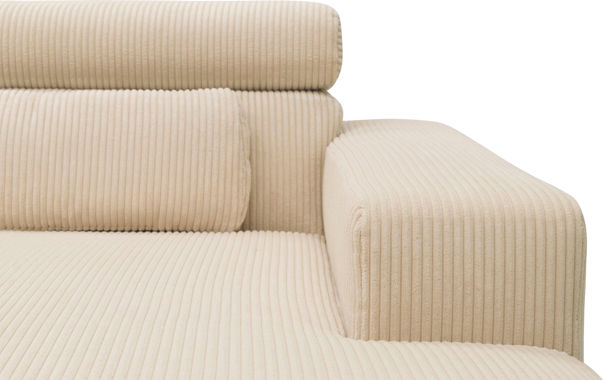 DOMO collection Wohnlandschaft »Brandon, belastbar bis 140kg/ Sitz, B/T: 359/228 cm, U-Form«, ohne Sitztiefenverstellung, Cord, creme