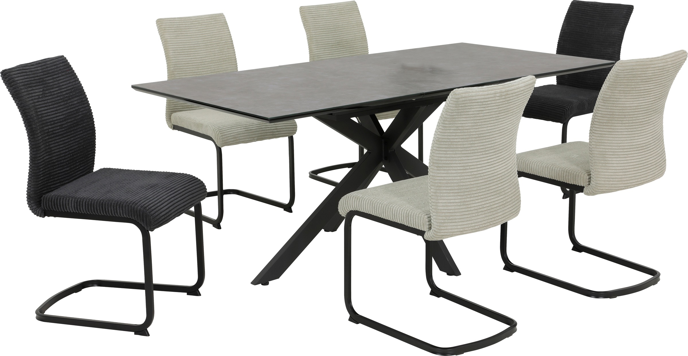 HELA Freischwinger »FABIA«, (Set), 4 St., Breitcord, 120 Kg belastbar, Stoff in Breitcord, 2er und 4er Set