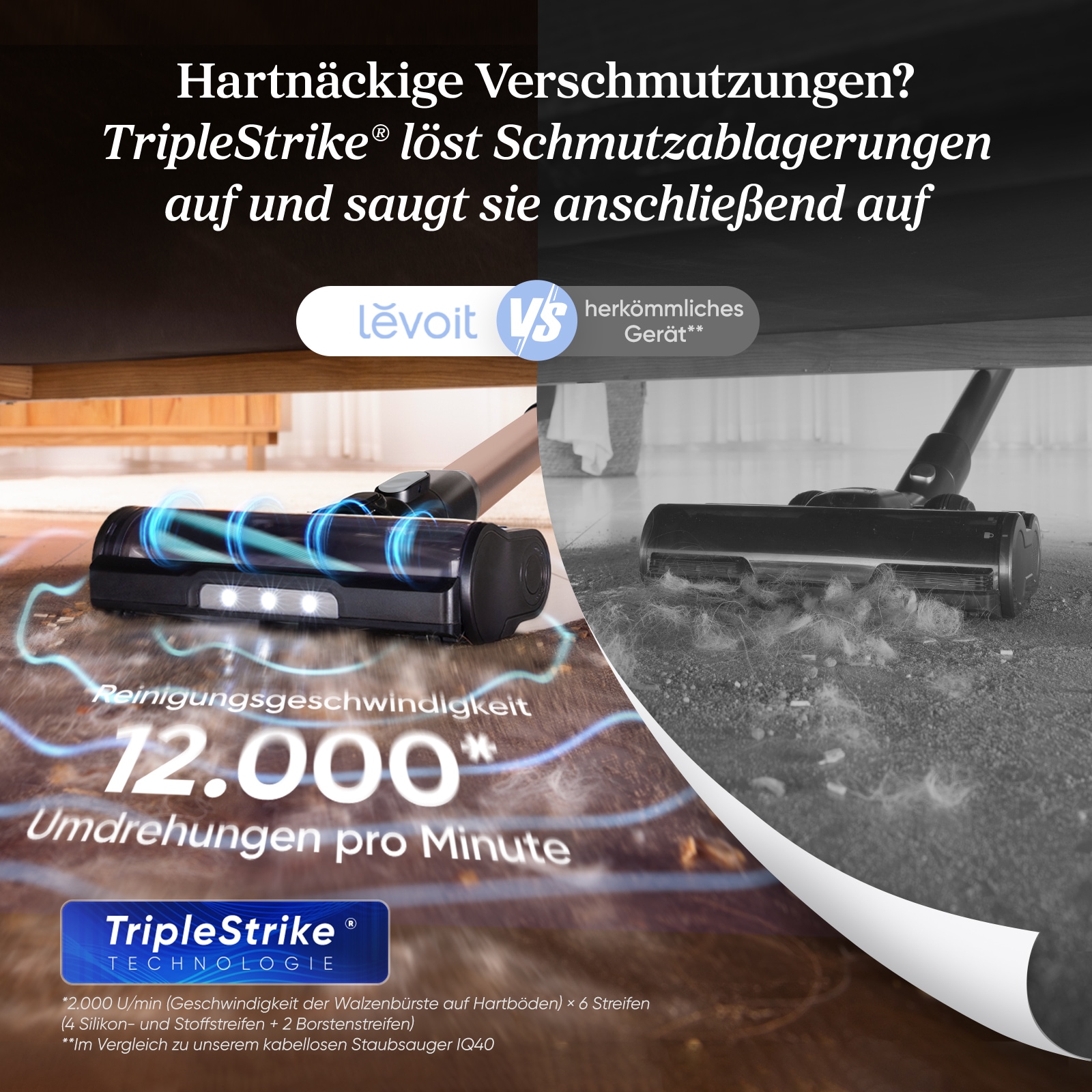 Levoit Akku-Bodenstaubsauger »LVAC-300 Plus« 99,99% HEPA-Filtration, Anti-Tangle, LED-Display, bis zu 60 Minuten