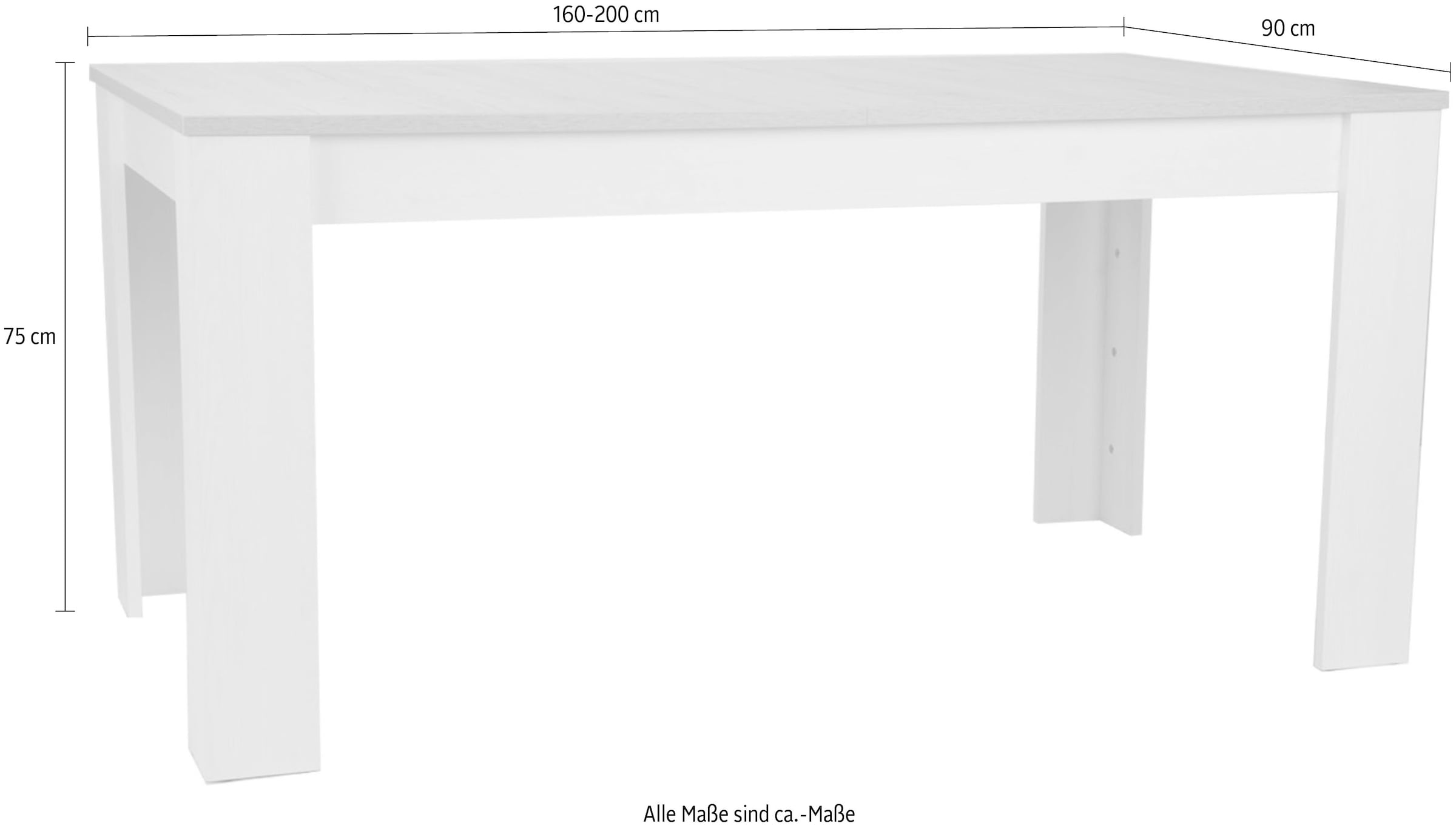 Stolkom Esstisch »Romance Esszimmertisch Landhaustil, BxHxT 160-200x76x100 cm« Ausziehbar von 160 auf 200 cm, Landhausstil, Tisch melaminbeschichtet