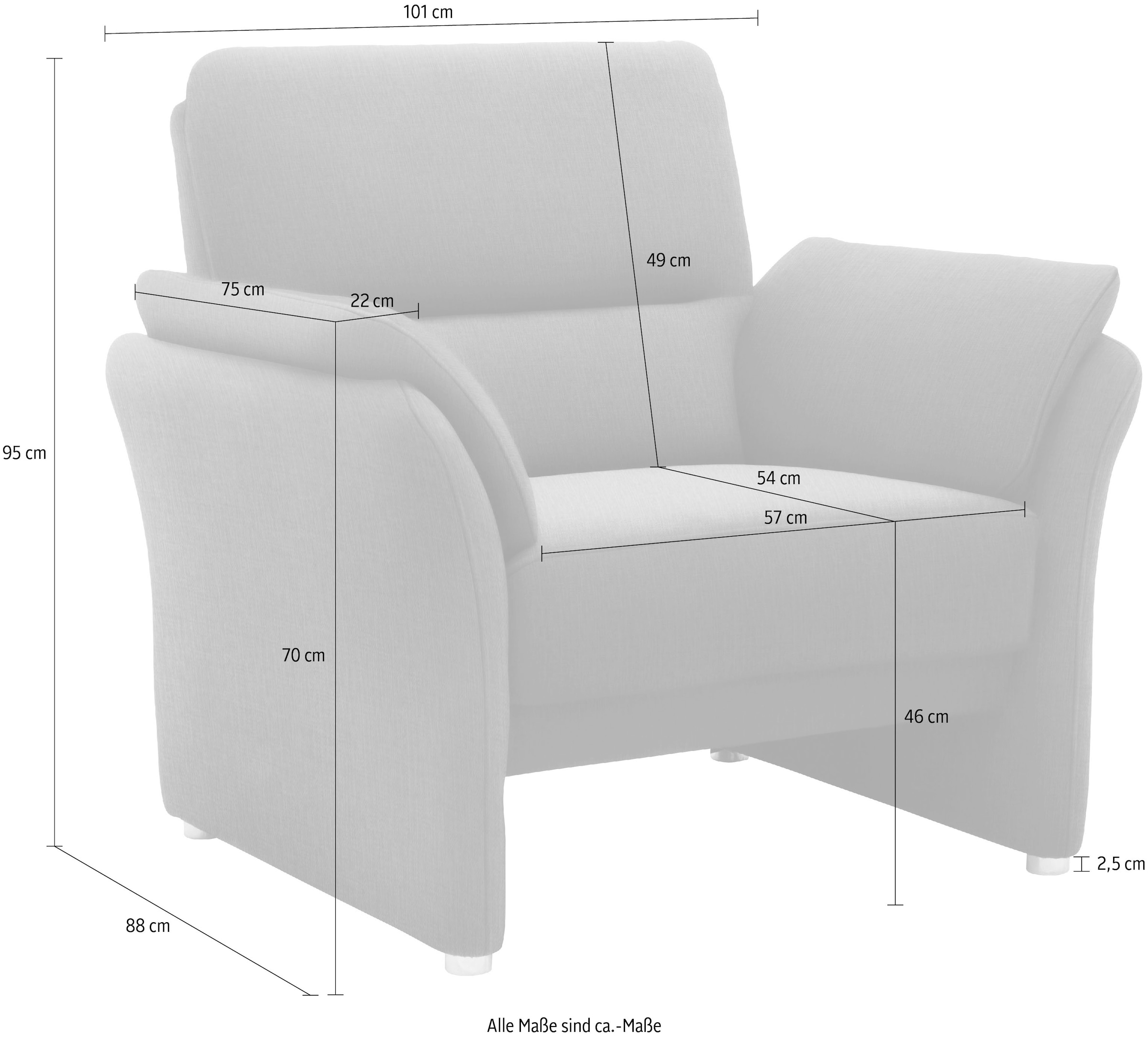 DOMO collection Sessel »Pina elegant und zeitloser Clubsessel, bequemer Cocktailsessel«, Hoher Sitzkomfort, Luxus-Microfaser weich, grau