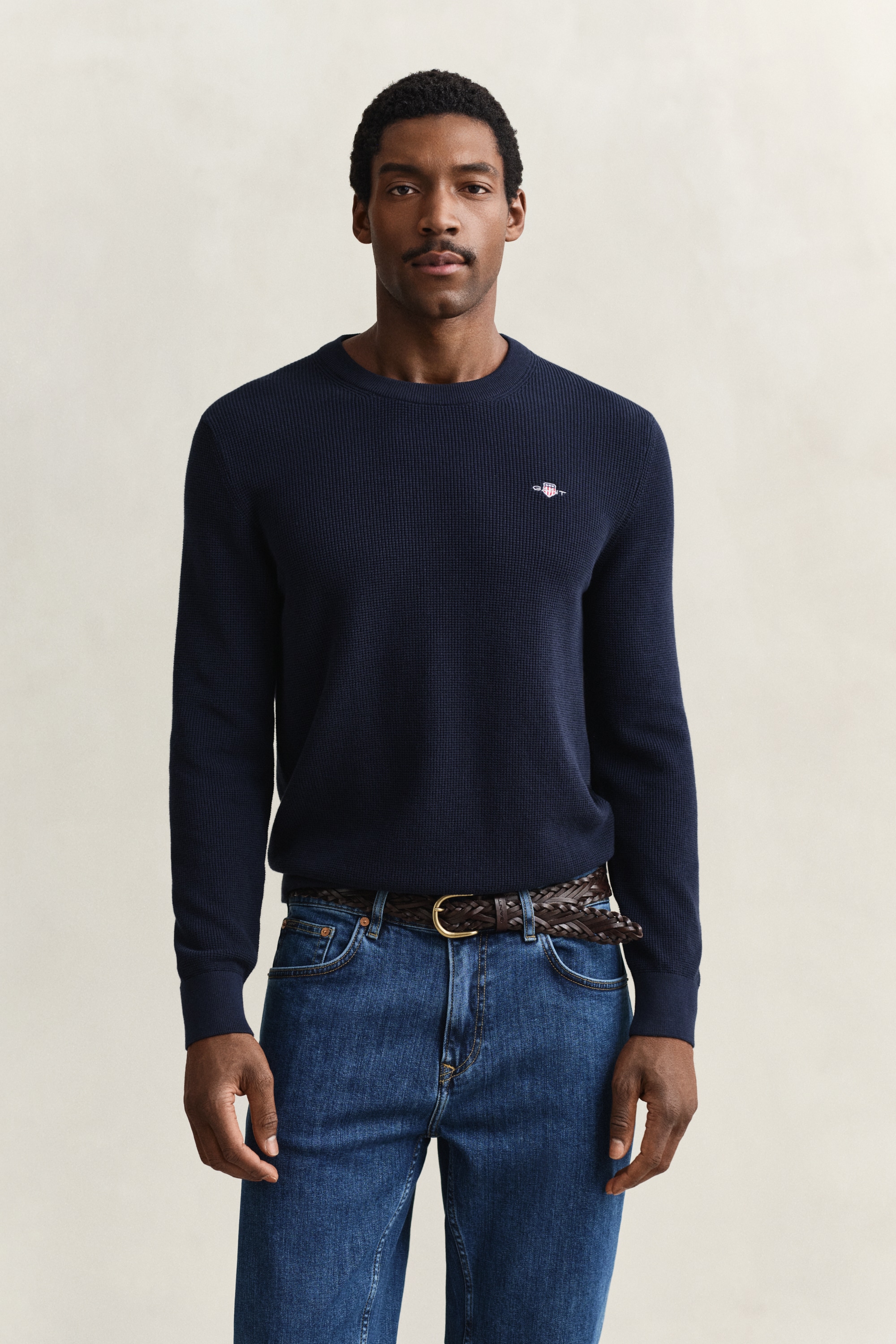 Gant Strickpullover »MICRO TEXTURED COTTON C-NECK« Regular fit mit Rundhalsausschnitt