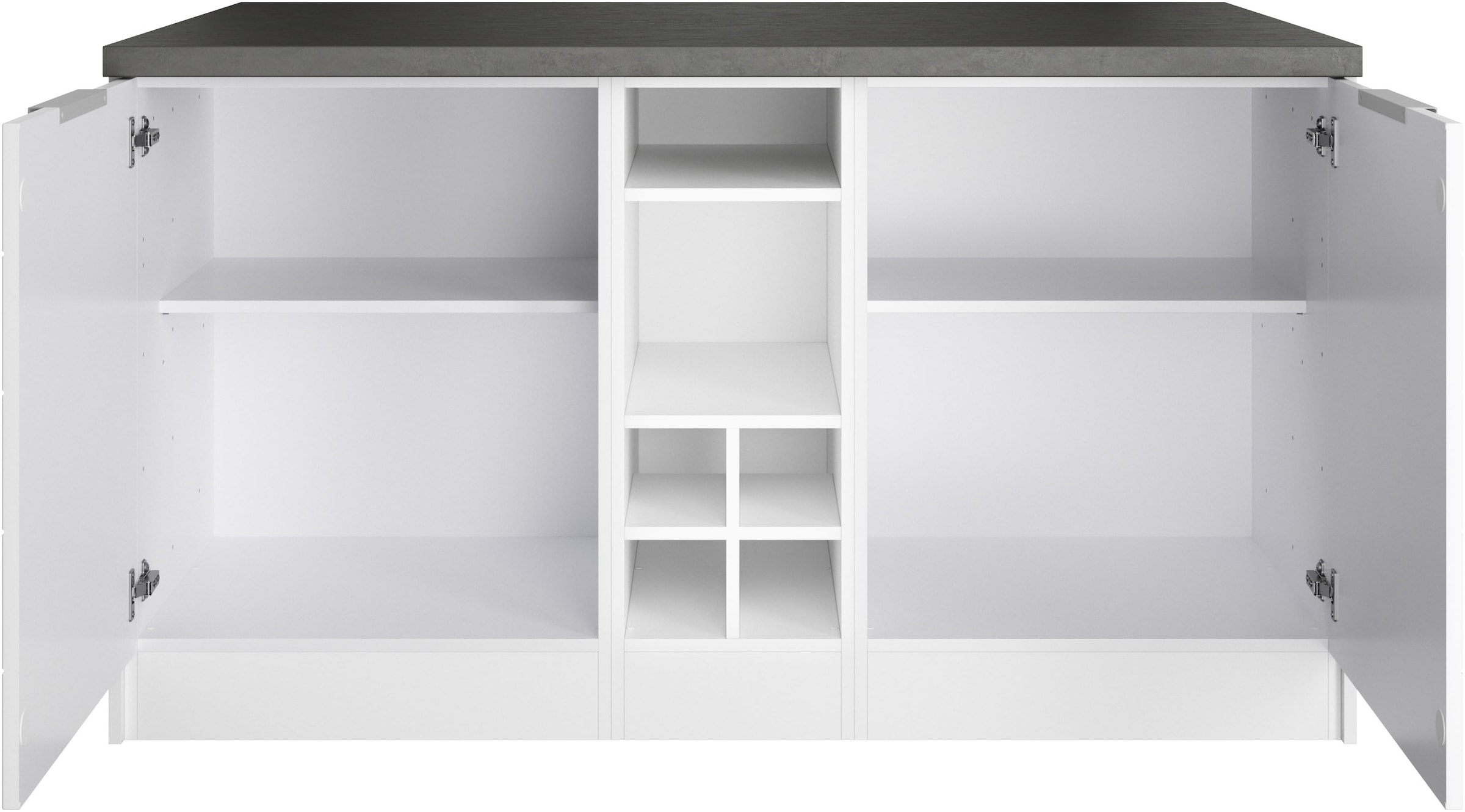 KOCHSTATION Kücheninsel »KS-Luhe, Breite 153 cm, mit Flaschenregal«, MDF-Fronten, Arbeitsplatte 38mm stark