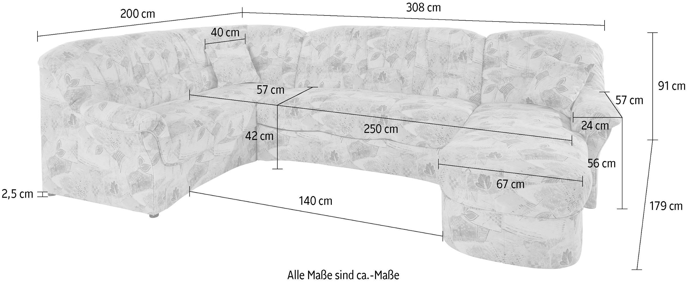 DOMO collection Wohnlandschaft »Bahia mit viel Platz, zeitloses Design, U-Form«, wahlweise mit Bettfunktion