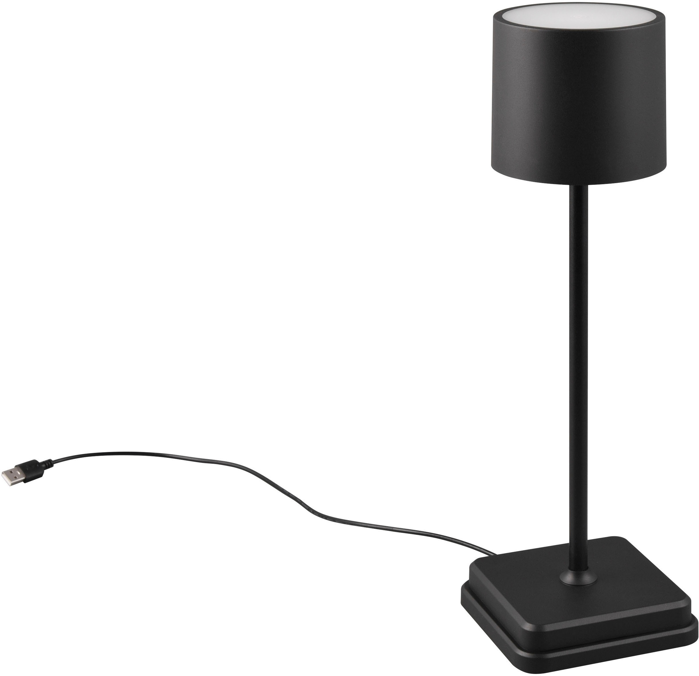 REALITY Leuchten LED Außen-Tischleuchte »Fernandez«, LED fest integriert, dimmbar, Lichtfarbe einstellbar, USB Ladestation