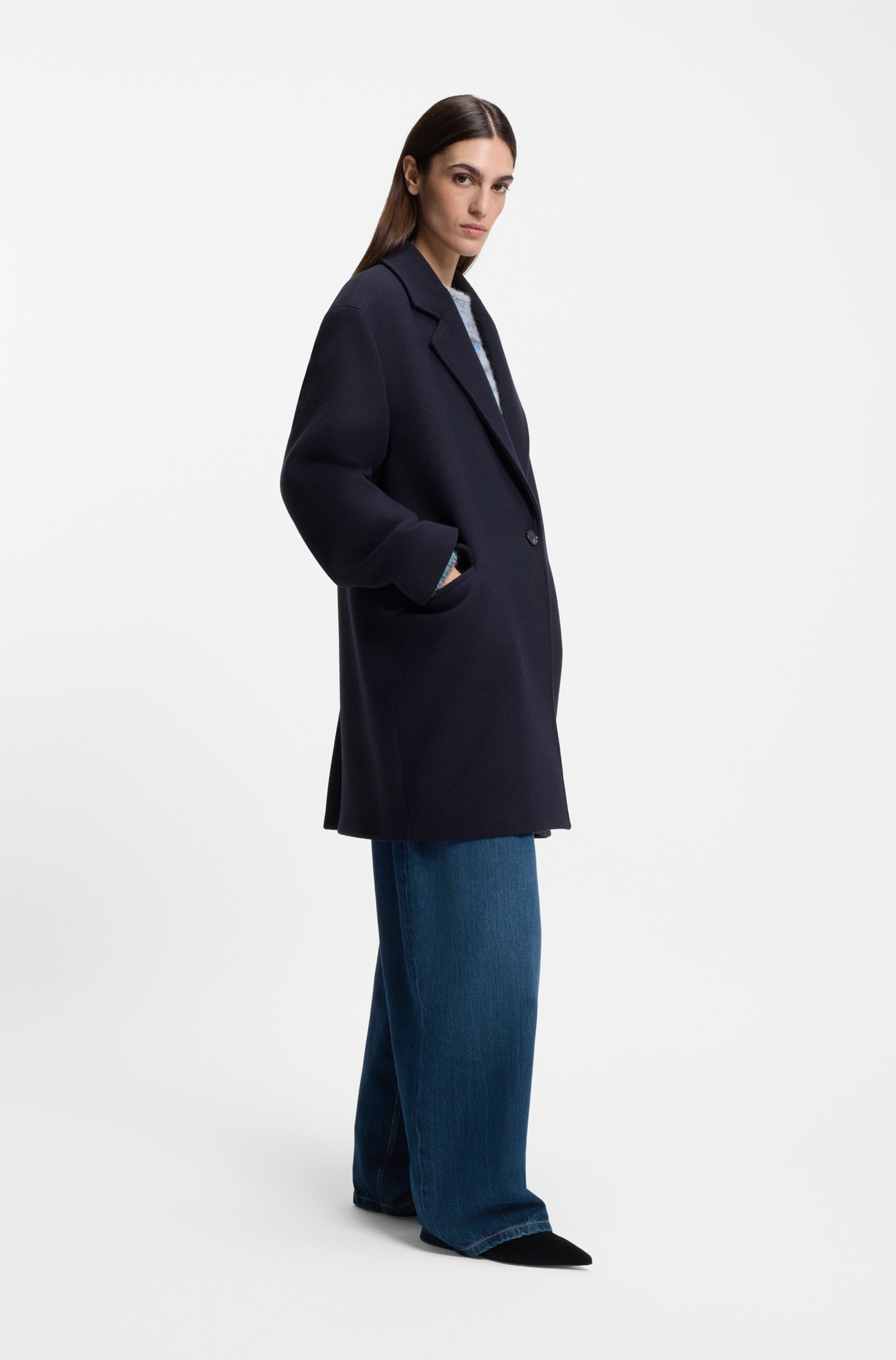 BOSS ORANGE Kurzmantel »Calesara Premium Damenmode«, in gerader Passform, Woll-Anteil
