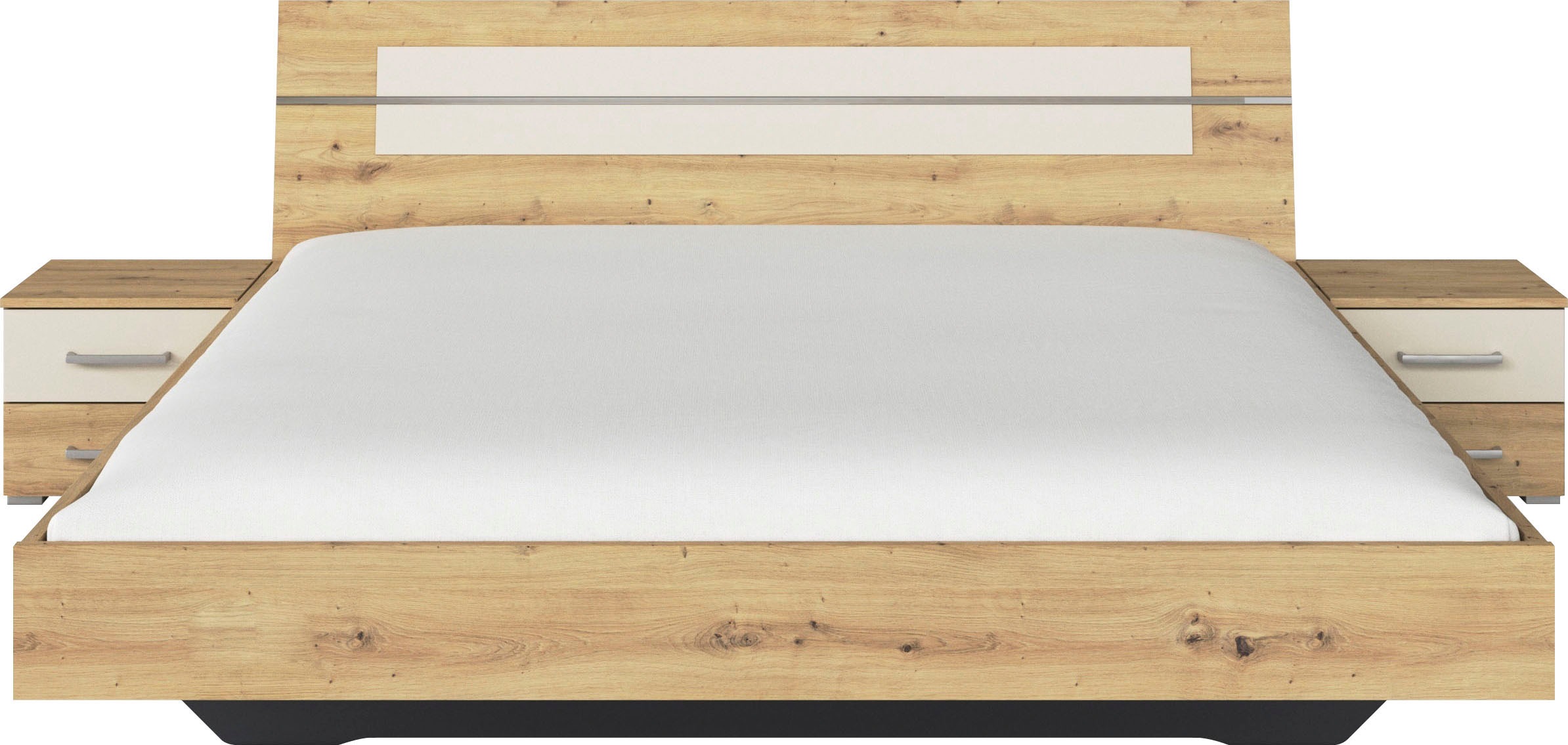 rauch Bettanlage »Doppelbett Futonbett BURANO in schwebender Optik«, (Set, 3 tlg.), und abgesetztem Kopfteil mit 2 Nachttischen MADE IN GERMANY