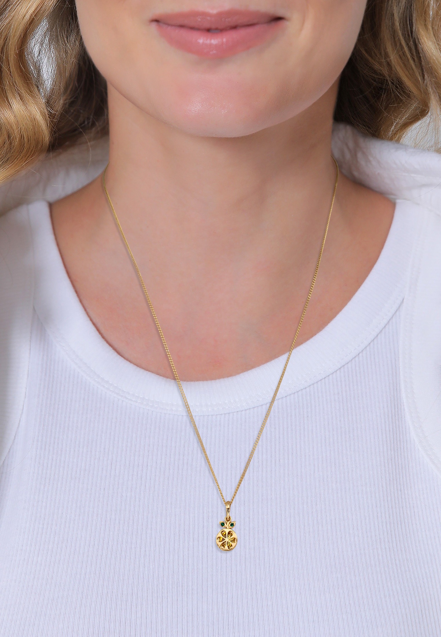 Nenalina Kette mit Anhänger »Halskette Frucht Orange Zirkonia 925 Sterling Silber vergoldet«
