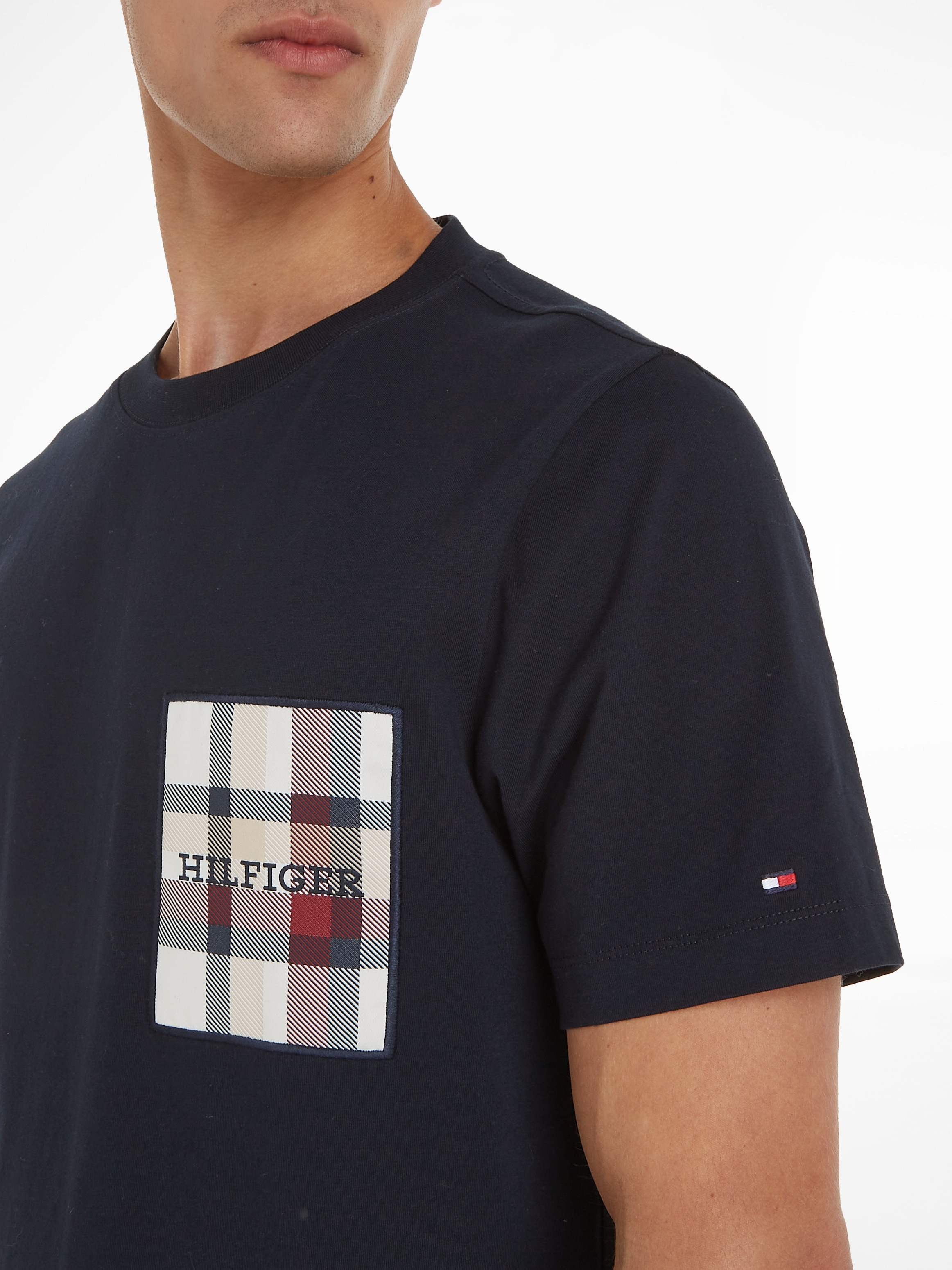 TEE« »CHECK ♕ bei Tommy T-Shirt Hilfiger LABEL MONOTYPE