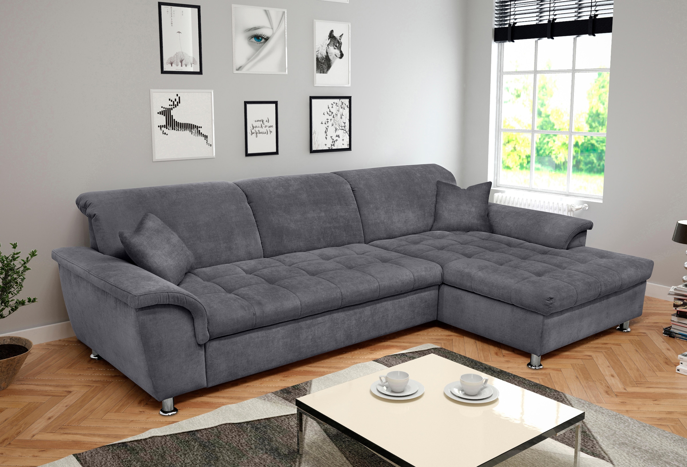 DOMO collection Ecksofa Franzi, wahlweise mit Bettfunktion, Bettkasten und Kopfteilverstellung