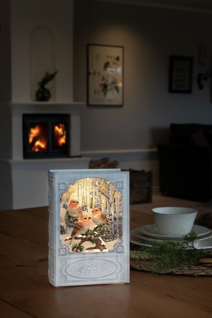 KONSTSMIDE LED Laterne mit Timer, 5h online Rotkehlchen, mit Weihnachtsdeko«, kaufen | warm »Wasserlaterne 1 Jahren 3 XXL Diode weiße wassergefüllt, Garantie Buch