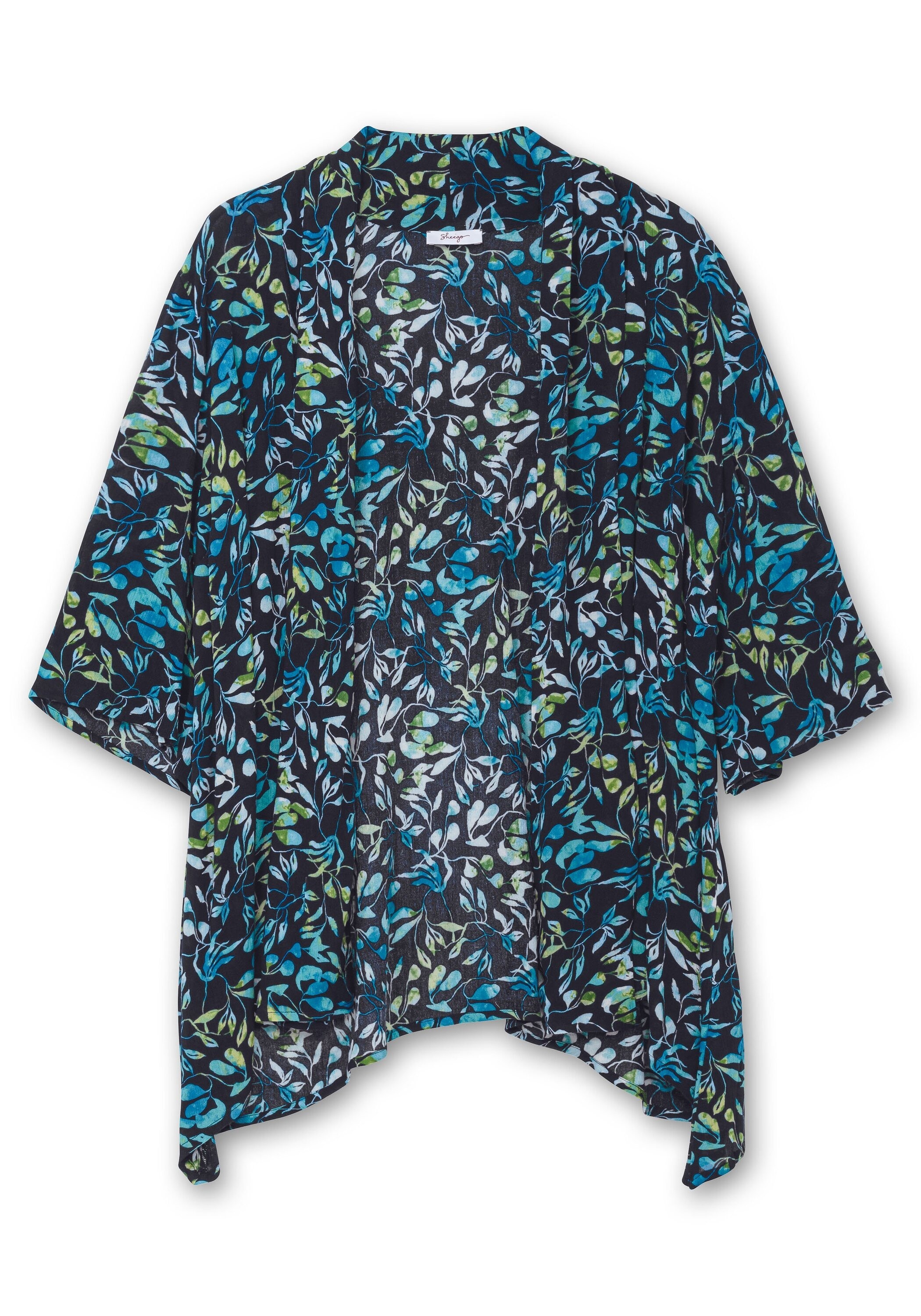 Sheego Longbluse »Blusenjacke mit Blätterdruck, in Zipfelform«