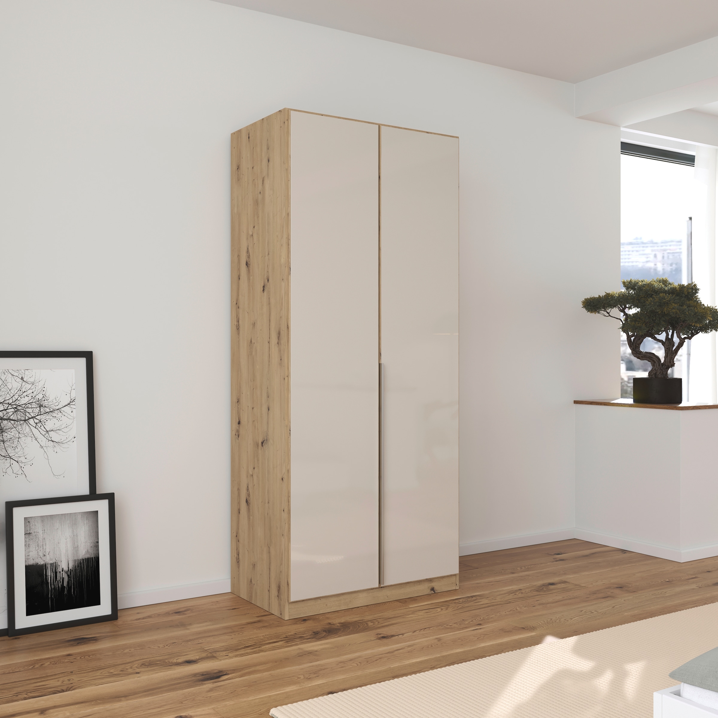 OTTO home Drehtürenschrank »Kleiderschrank Kleiderschränke Schrank Garderobe AGORDO mit Glasfront« in zwei Griff-Farben, Breiten 91-405 cm,  durchdachte Innenausstattung, in 7 Breiten und 2 Höhen MADE IN GERMANY