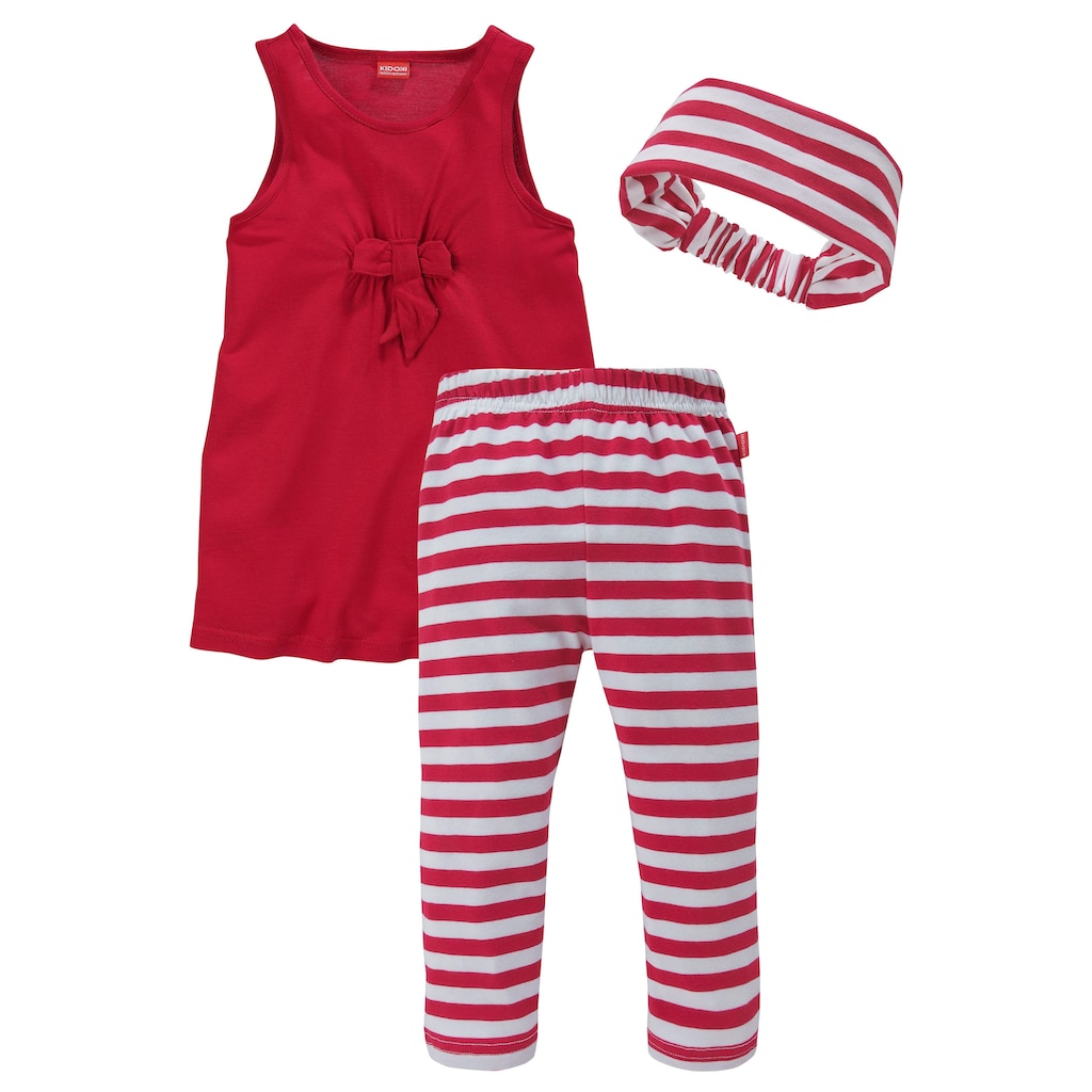 KIDSWORLD Kleid, Leggings & Haarband »3tlg. Set:«, (Set, 3 tlg.), Capri und Haarband maritim geringelt