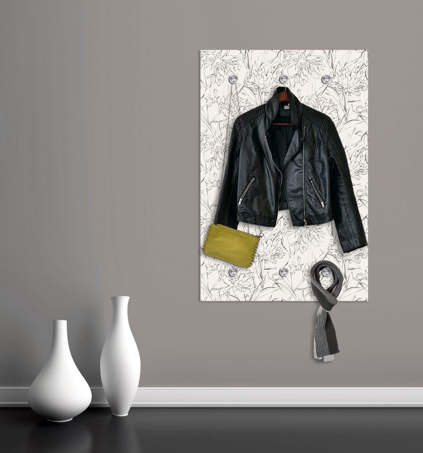 queence Garderobenleiste »Blumen«, mit 6 Haken, 80 x 120 cm
