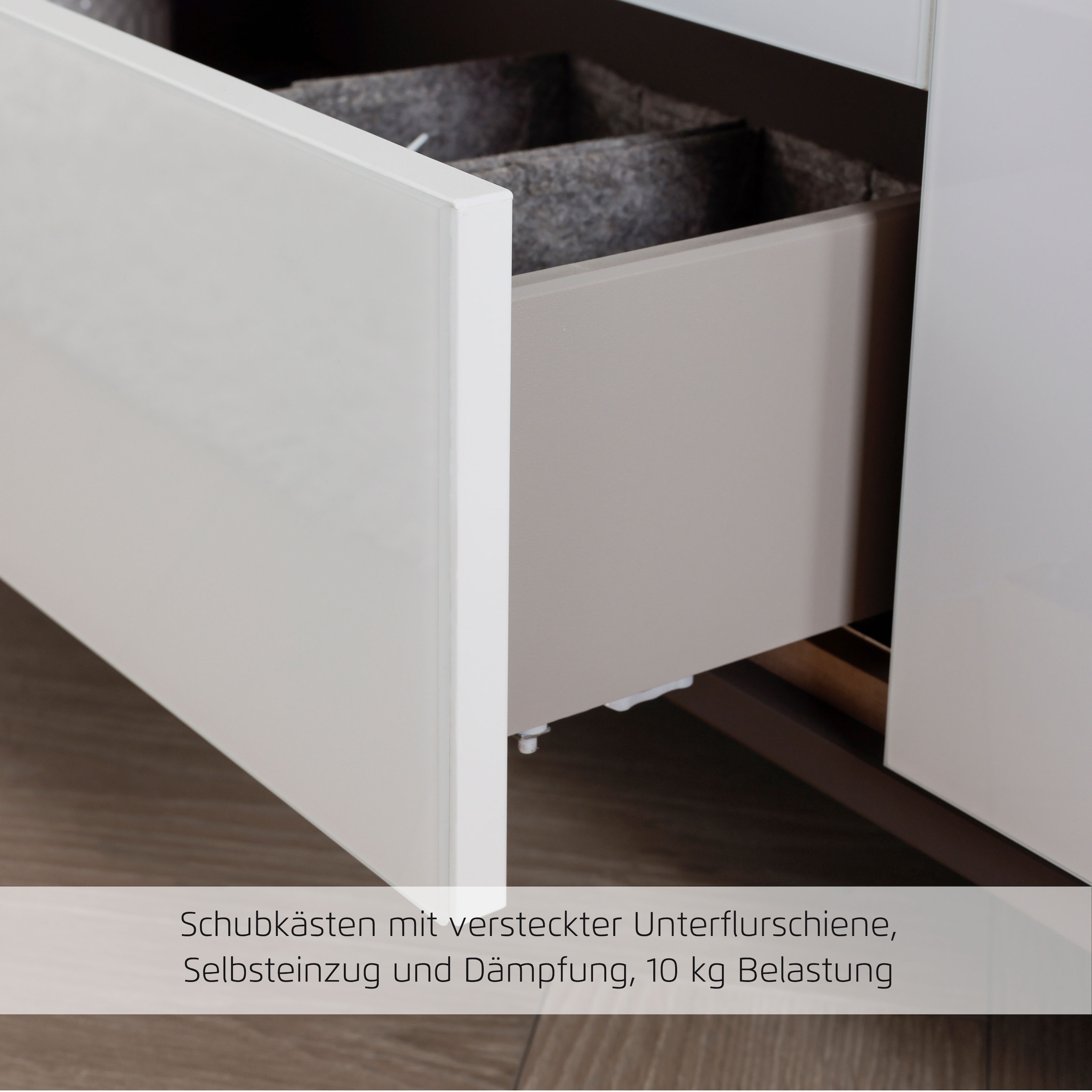 rauch Kombikommode »Sideboard Schubladenkommode OTELI mit Dekor- und Hochglanzfront« Breite 120 cm inkl. Soft-Close-Funktion,  vier große Schubladen und 2 Türen, mit 4 Einlegeböden MADE IN GERMANY