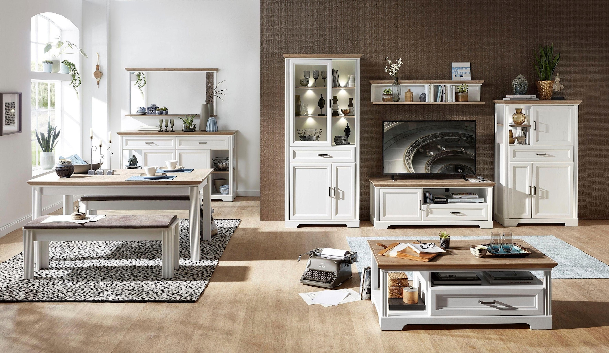 Innostyle Sideboard »Jasmin«, Breite 171 cm, 2 Holztüren, 2 Schubkästen, 4 offene Fächere