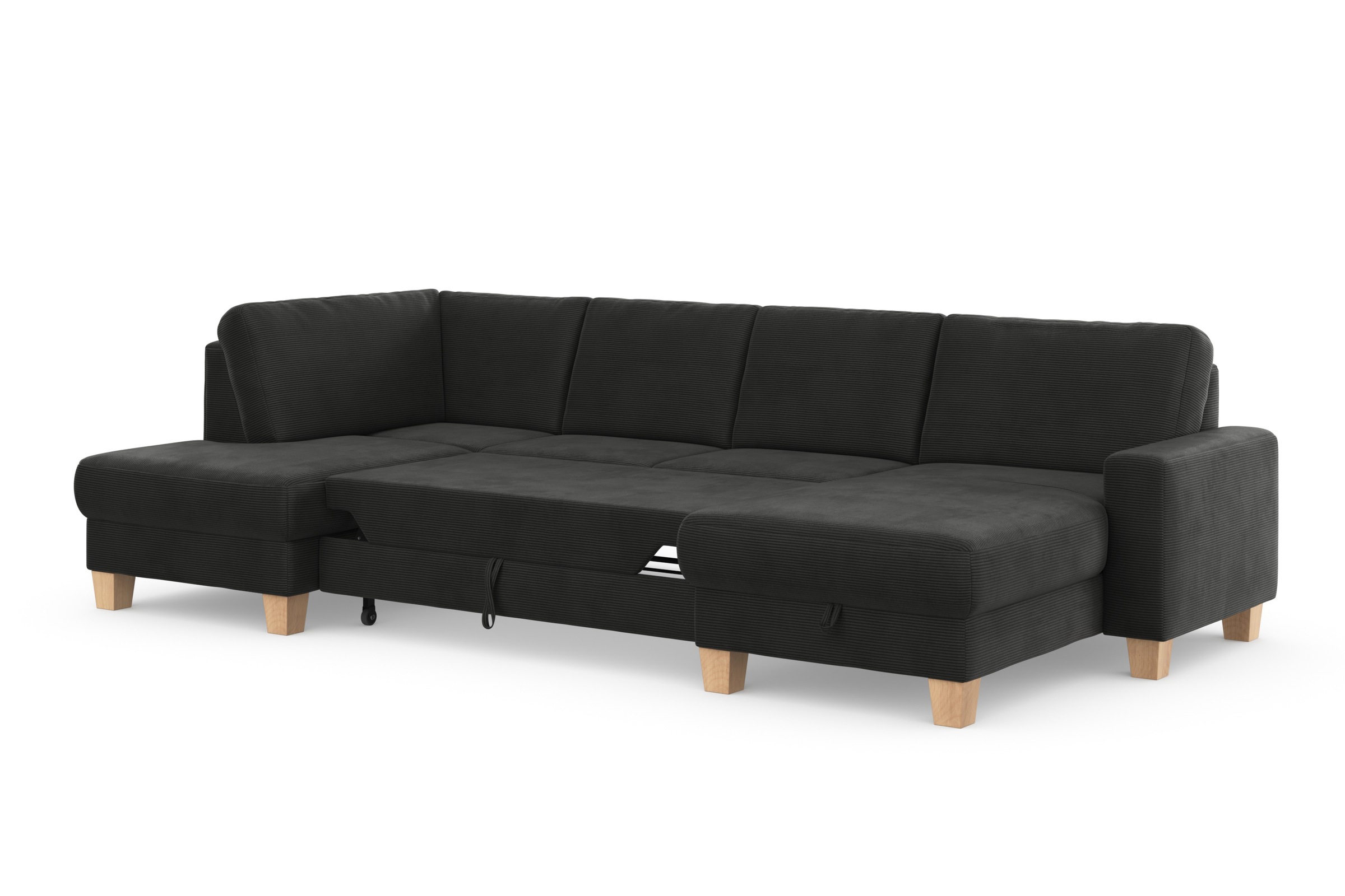 Home affaire Wohnlandschaft »Summer U-Form«, mit oder ohne Bettfunktion und Bettkasten, Cord-Bezug
