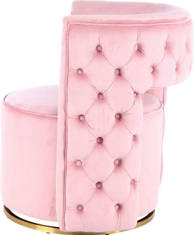 Kayoom Sessel »Drehsessel Beverly 125, drehbar, Gestell aus Eisen,samtige Oberfläch« 1 Stk. tlg. rund, glamourös,  gesteppter Rücken, abgerundete,Drehsessel