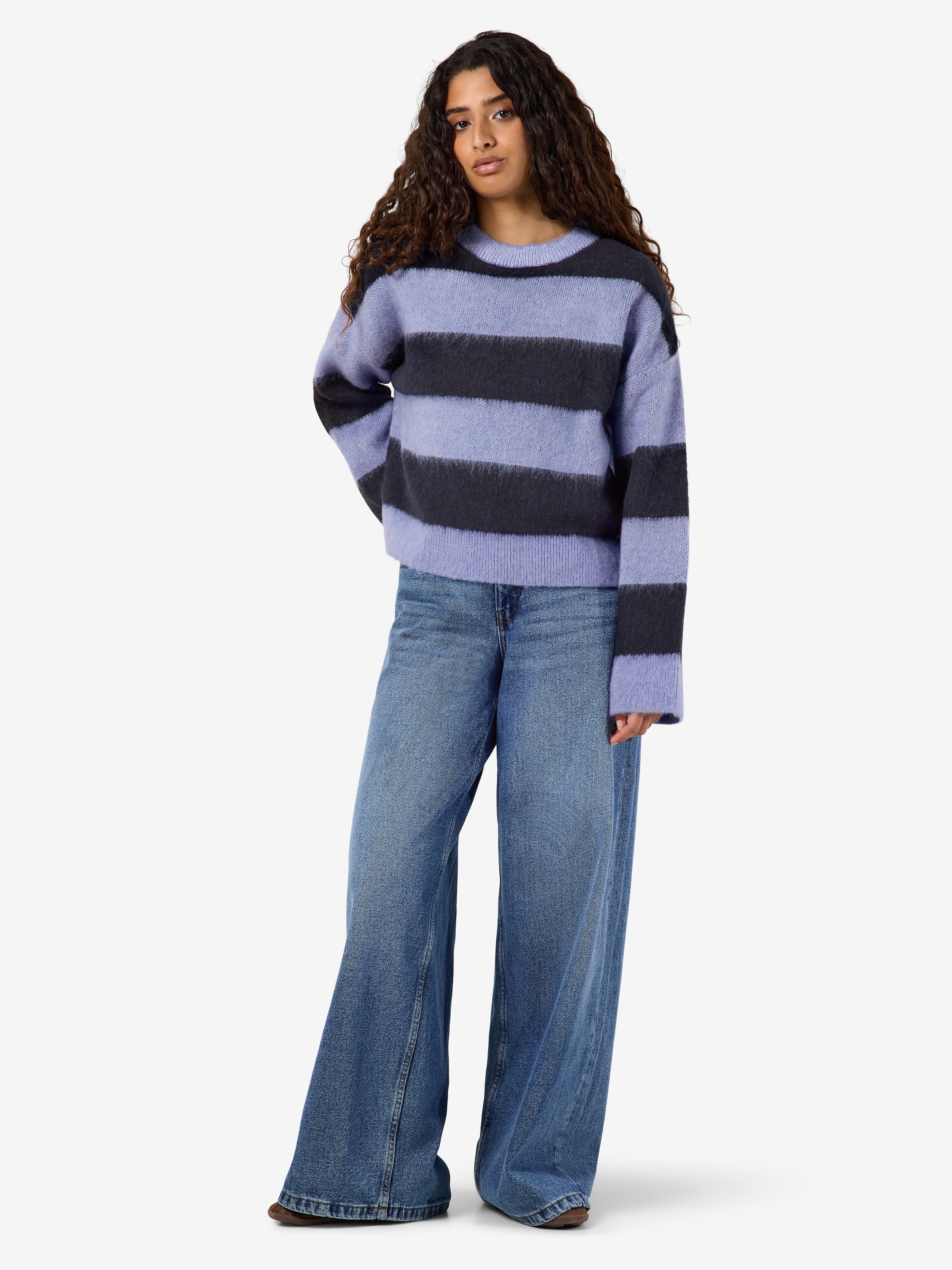 Noisy may Strickpullover »NMSOFF L/S O-NECK KNIT NOOS« Materialmix, regular fit
