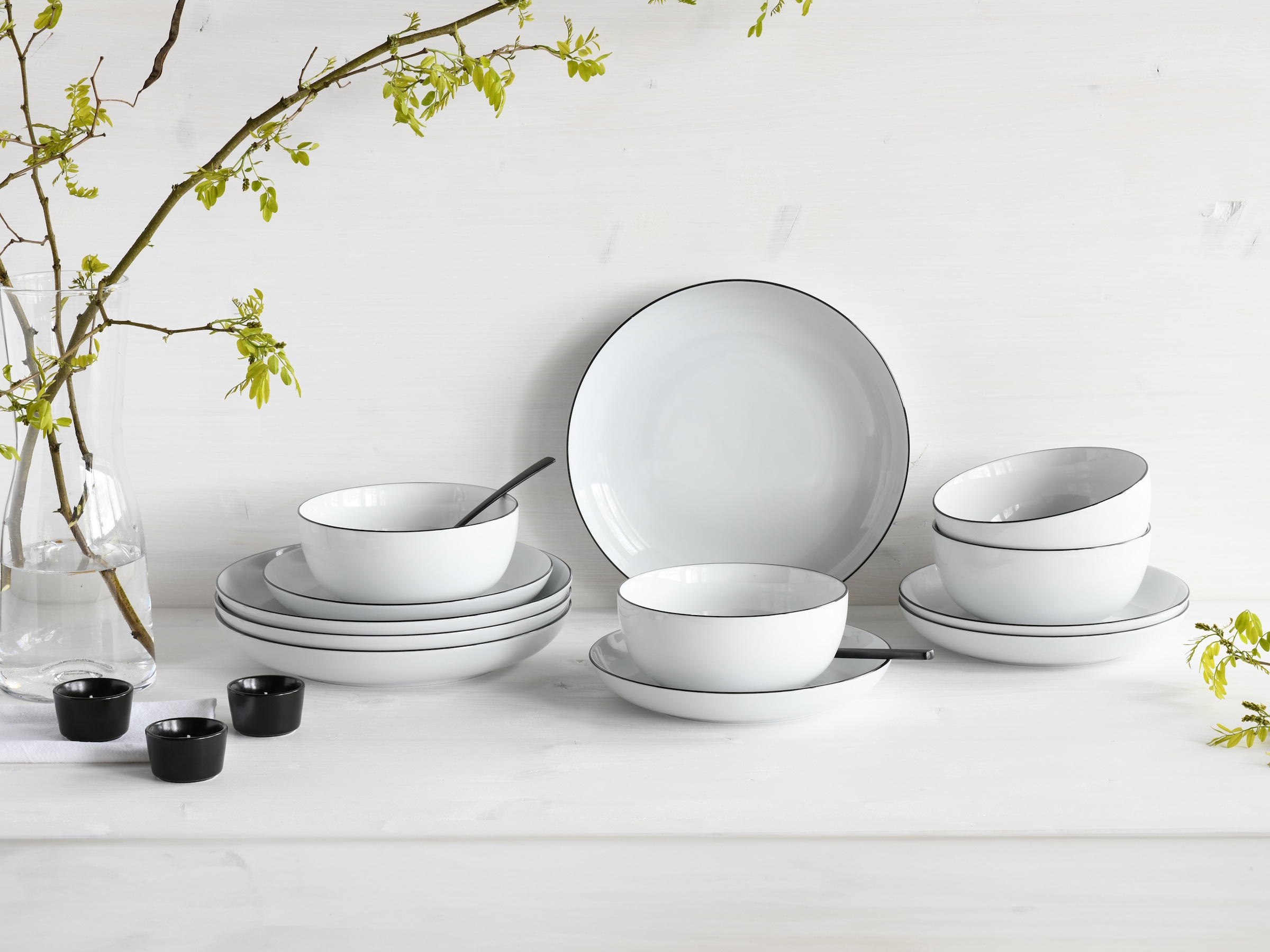 CreaTable Teller-Set »Allround Black Line, Tellerset 12-tlg« Teller Set, Daily Use, Zeitlos