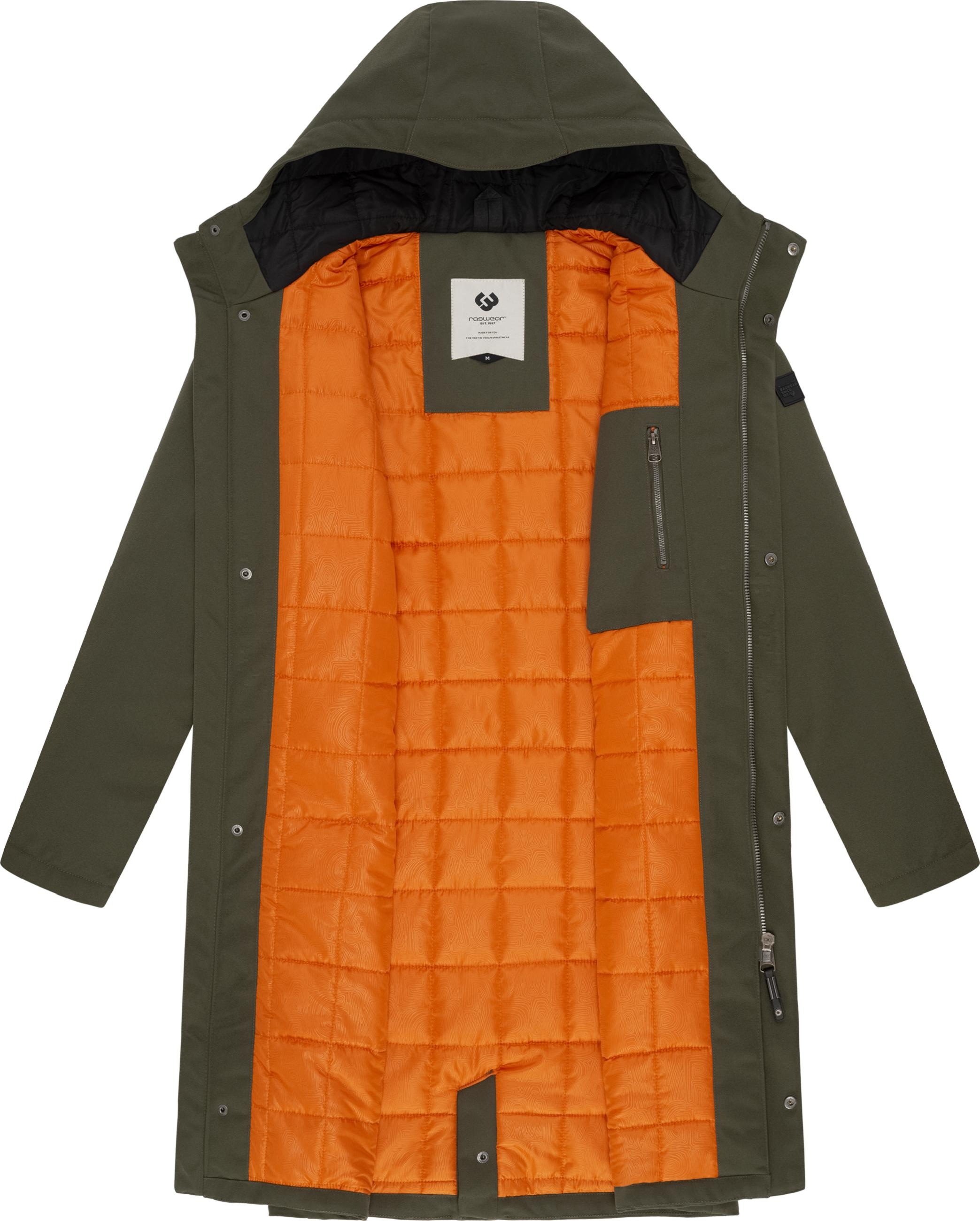 Ragwear Wintermantel »Wintermantel Mr Them Long«, lange wasserdichte Herren Winterjacke mit Kapuze