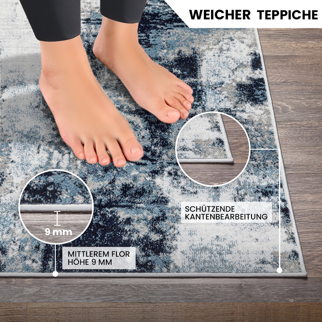 Livabliss Teppich »HELSINKI«, rechteckig, 11 mm Höhe, Designerteppich in Marmor Optik, Kurzflor Wohnzimmerteppich/Läufer