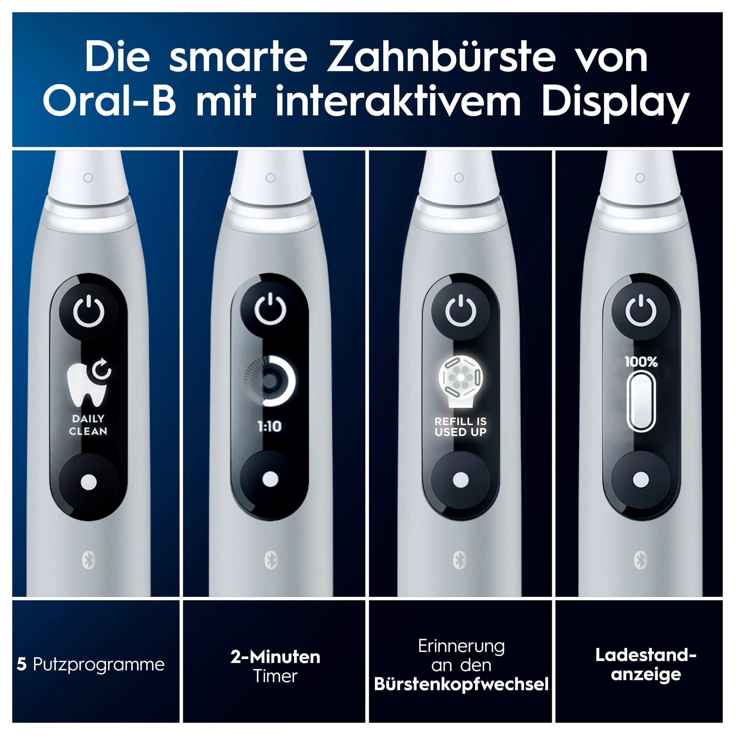 Oral-B Elektrische Zahnbürste »iO 6«, 2 St. Aufsteckbürsten, mit Magnet-Technologie, Display, 5 Putzmodi, Reiseetui