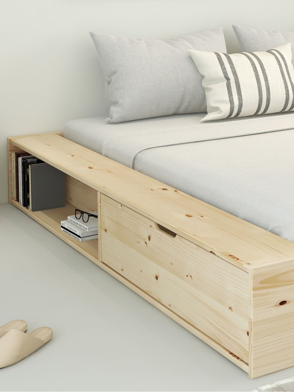 Home affaire Stauraumbett »Erno, Massivholzbett, Futonbett, 275KG belastbar«, (Breite/ Belastbarkeit: 120cm/275 KG, 180cm/275 KG), mit Lattenrost, Massivholz, FSC® zertifiziert, viel Stauraum + Ablagen
