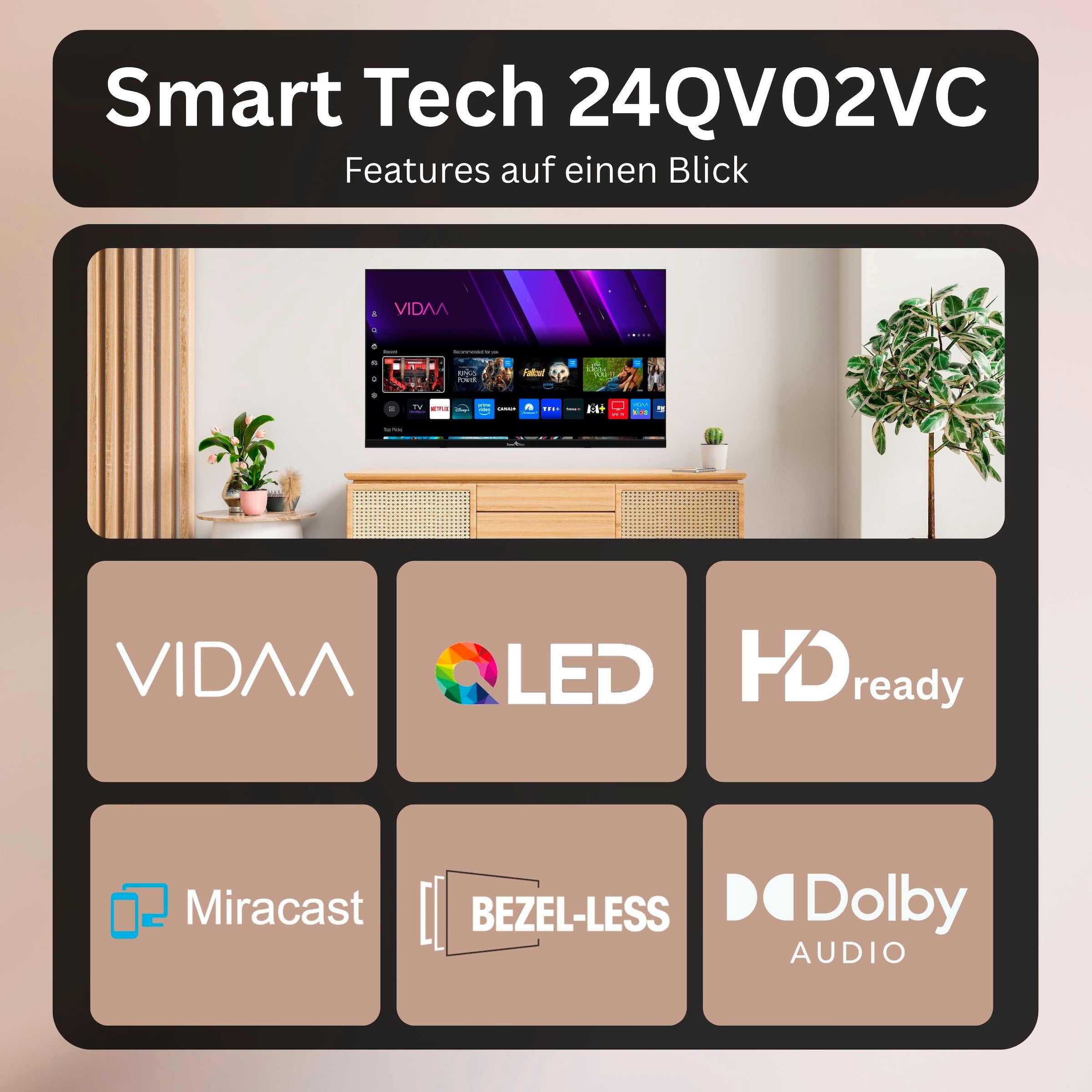 Smart Tech QLED-Fernseher »24QV02VC« 60 cm/24 ″ HD