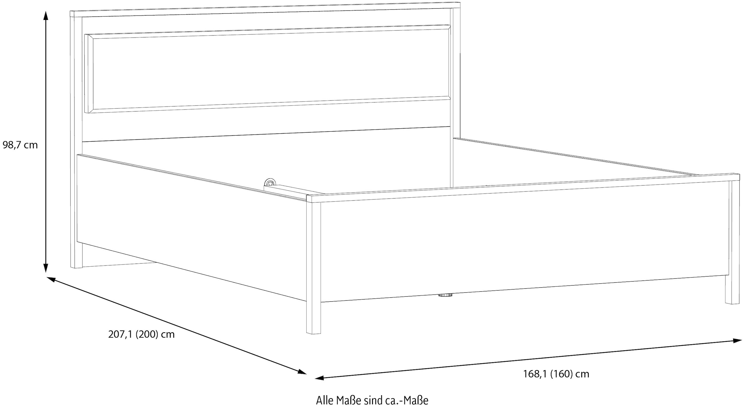FORTE Bettgestell »High Rock, Belastbar bis 240 KG«, (Liegefläche 160 cm x 200 cm), Kopfteil inklusive Beleuchtung